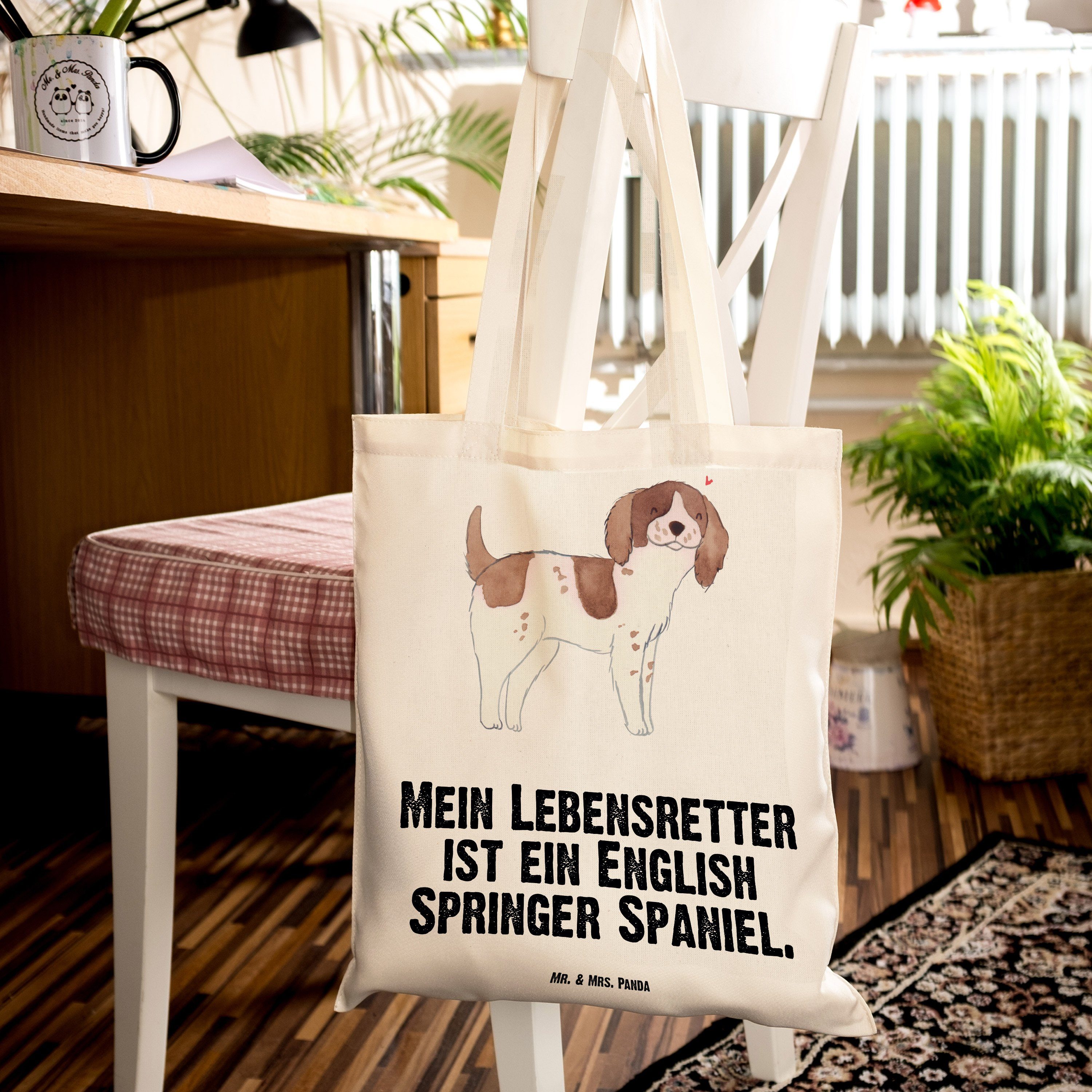 Mr. - English Transparent Hunde Lebensretter Panda Tragetasche Spaniel - Springer Geschenk, & (1-tlg) Mrs.