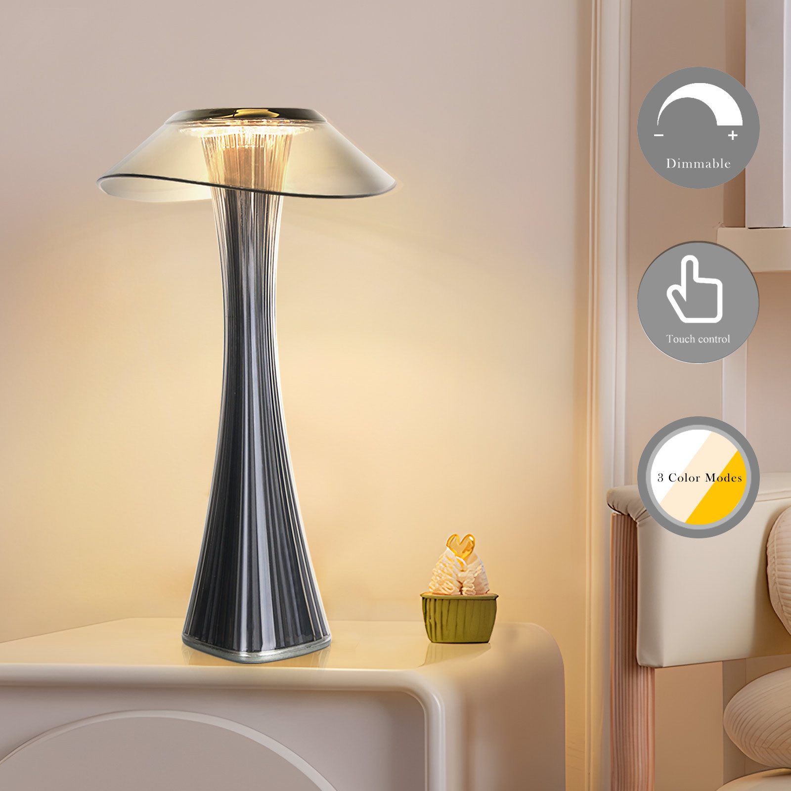 Nettlife LED Nachttischlampe Dimmbar Modern USB mit 3 Helligkeitsstufen Tis günstig online kaufen