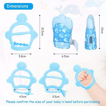 yhroo Greifspielzeug Baby-Beißhandschuhe mit Beißspielzeug, weiche Baby-Beißringe (1-tlg), Lindert wundes Zahnfleisch, 0–6 Monate Handschuh-Beißring-Spielzeug