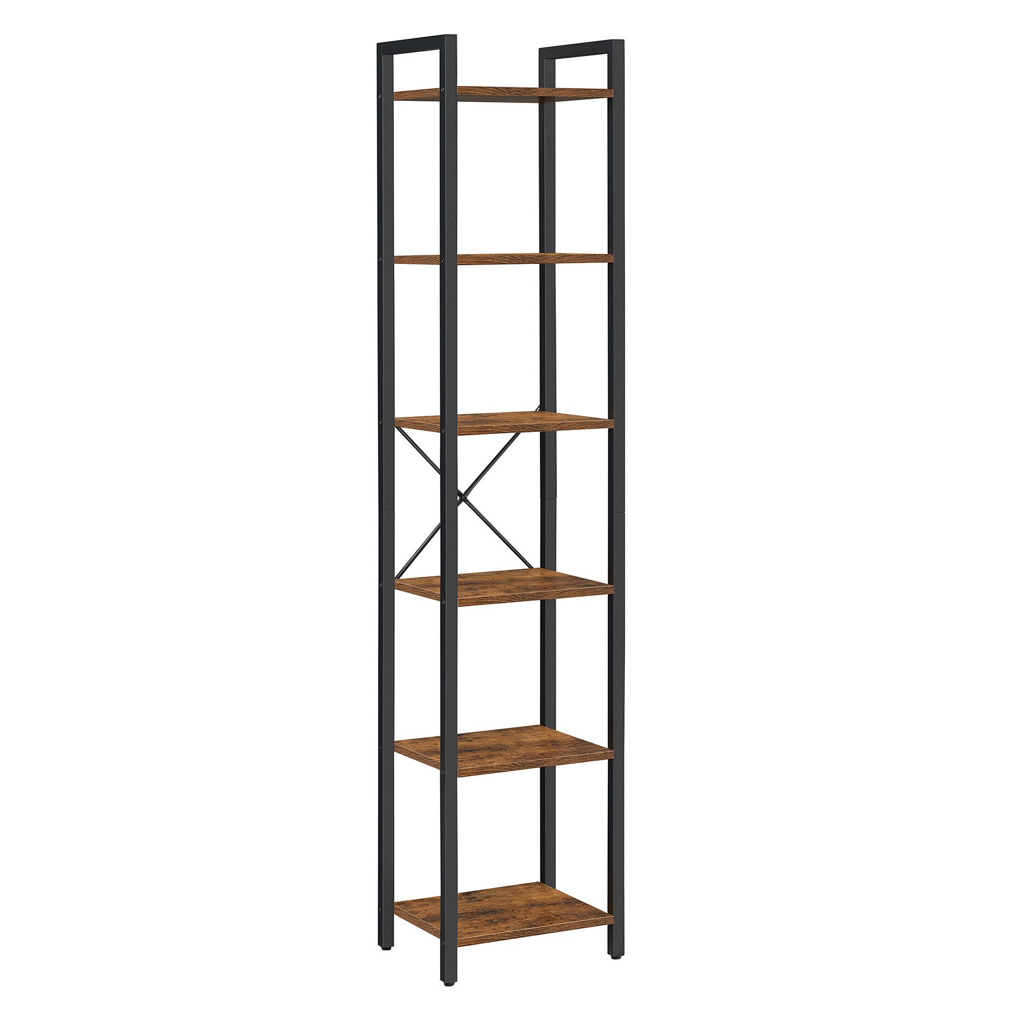 VASAGLE Bücherregal, Lagerregal, 6 Ebenen, Bücherregal, Stahlrahmen