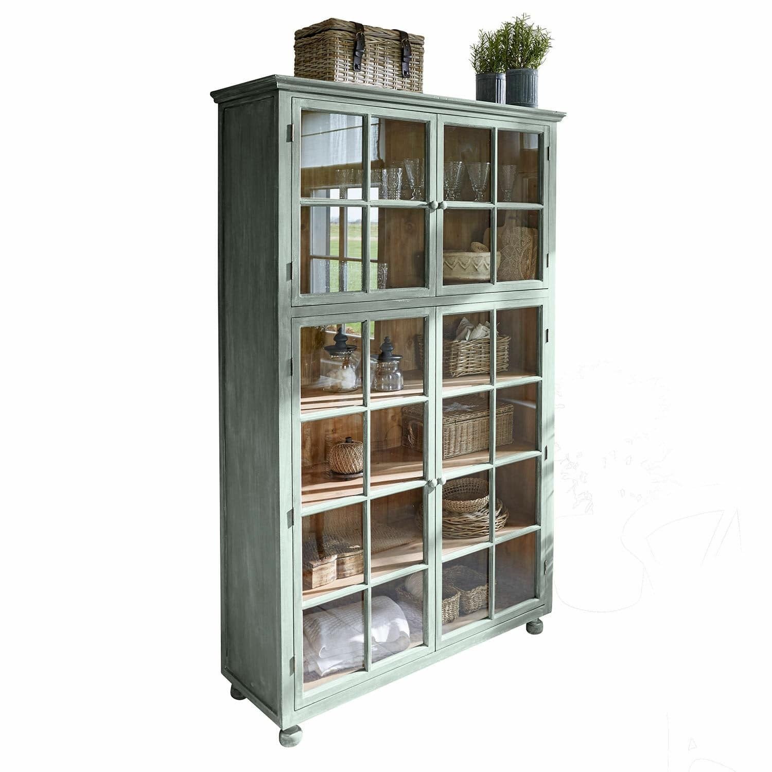 Mirabeau Standvitrine Schrank Bellac antikgrün