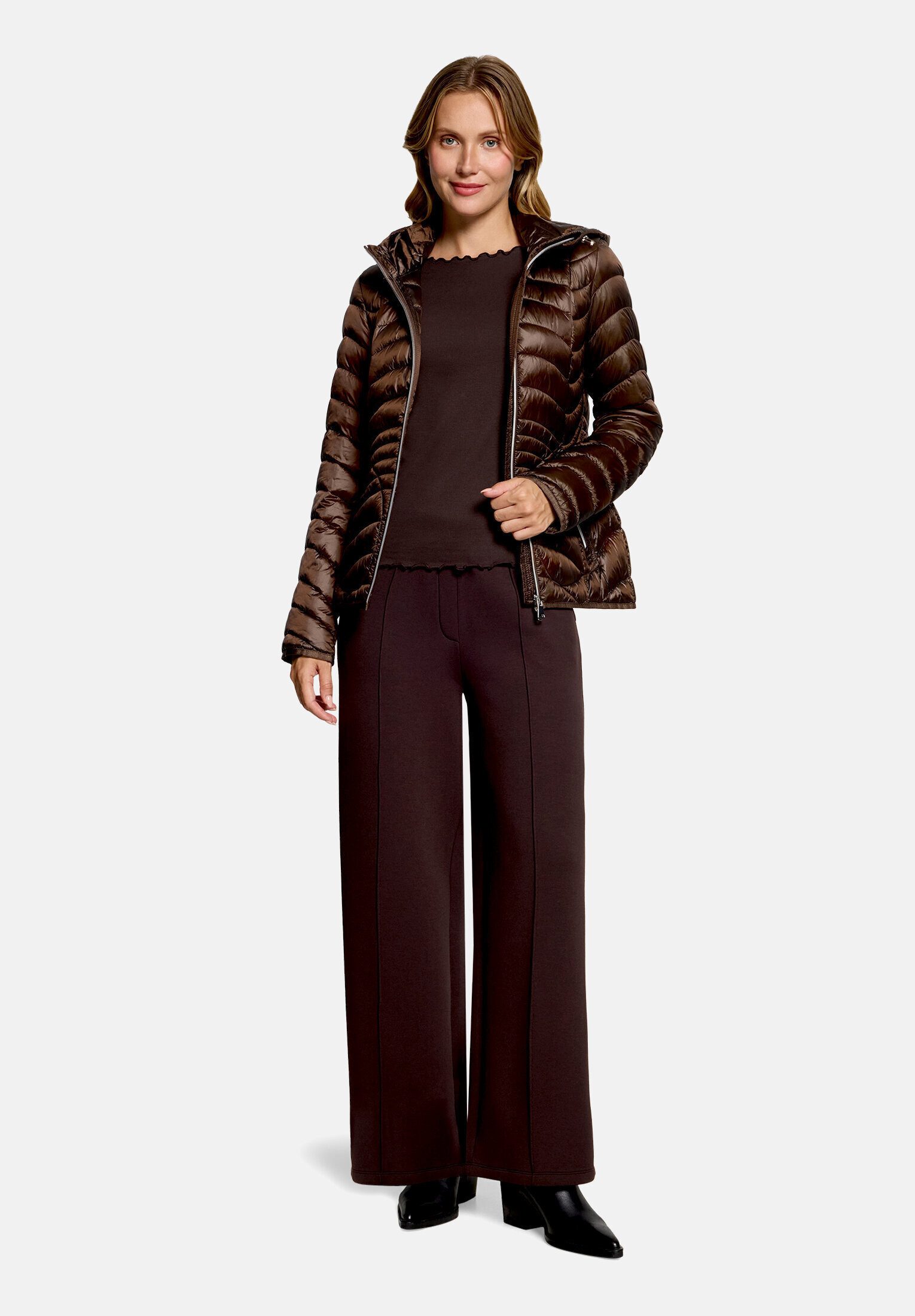 Cartoon Steppjacke Damen mit Reißverschlusstaschen
