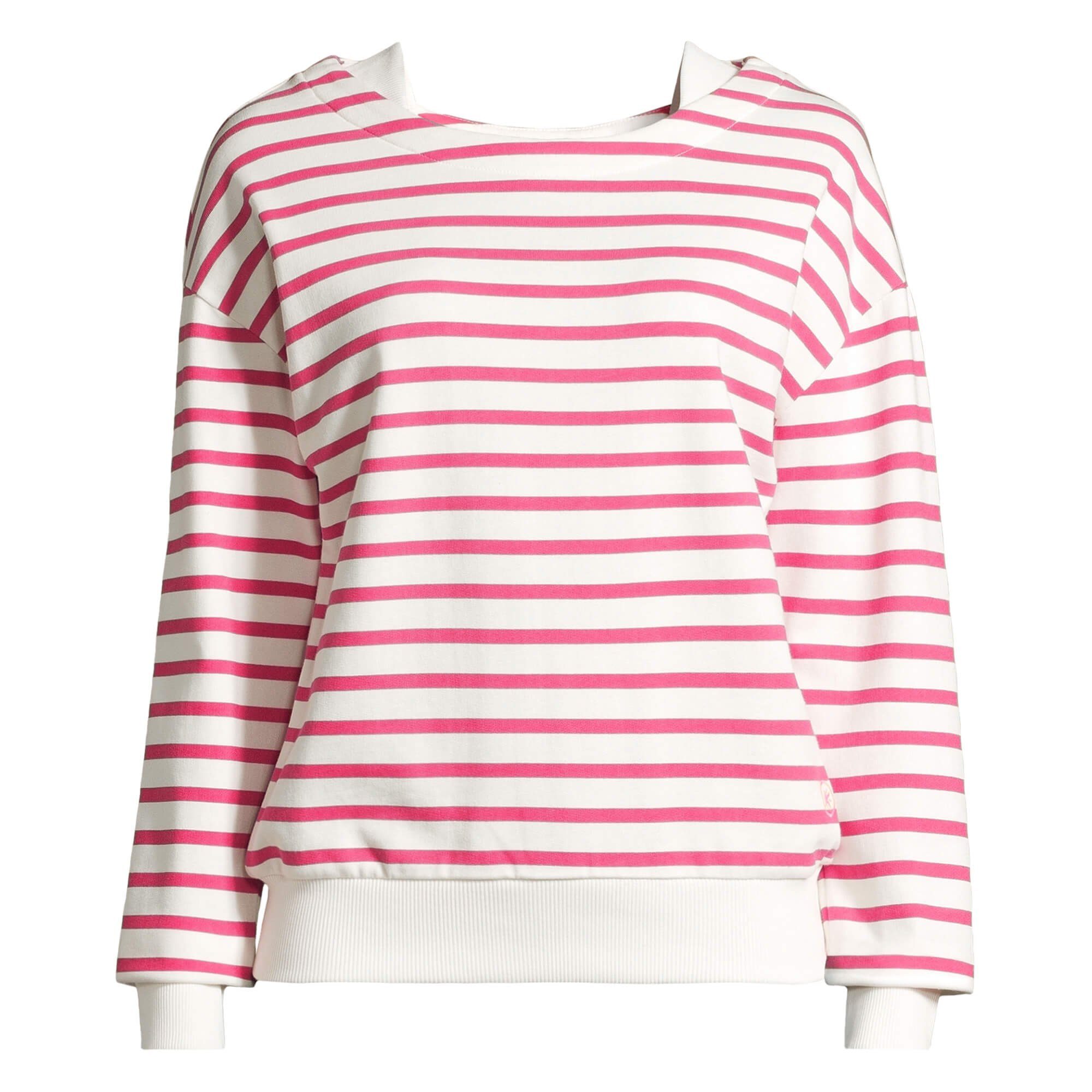 salzhaut Streifenpullover Damen Pullover Sweater Laff mit Streifen und Boatneck-Ausschnitt offwhite / pink | Streifenpullover