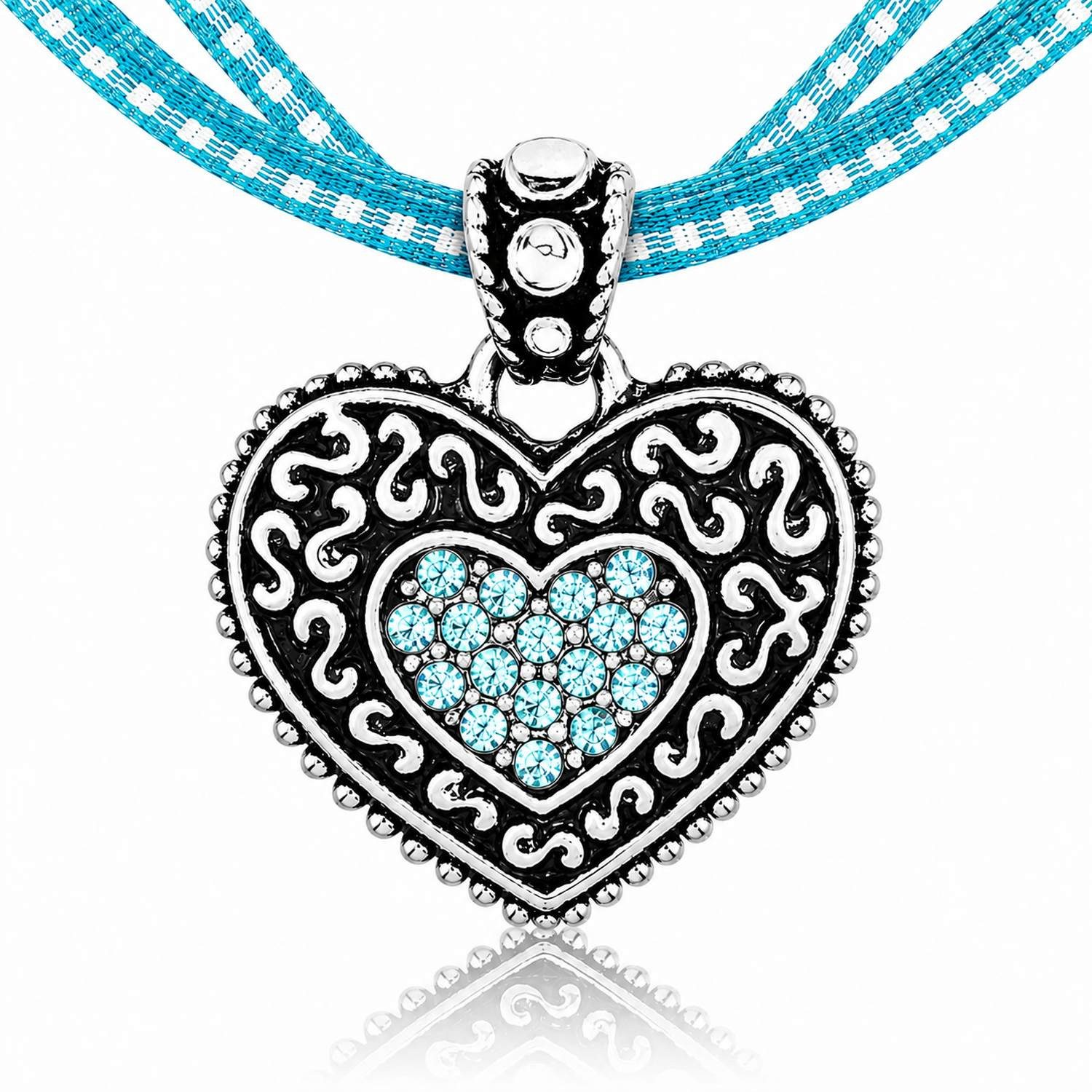 LUISIA® Herzkette LUISIA® Kinder Halskette "Herz" kariert mit Kristallen von Swarovski®