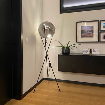 s.luce Stehlampe Glas-Stehlampe Sphere 40cm Schwarz/Amber