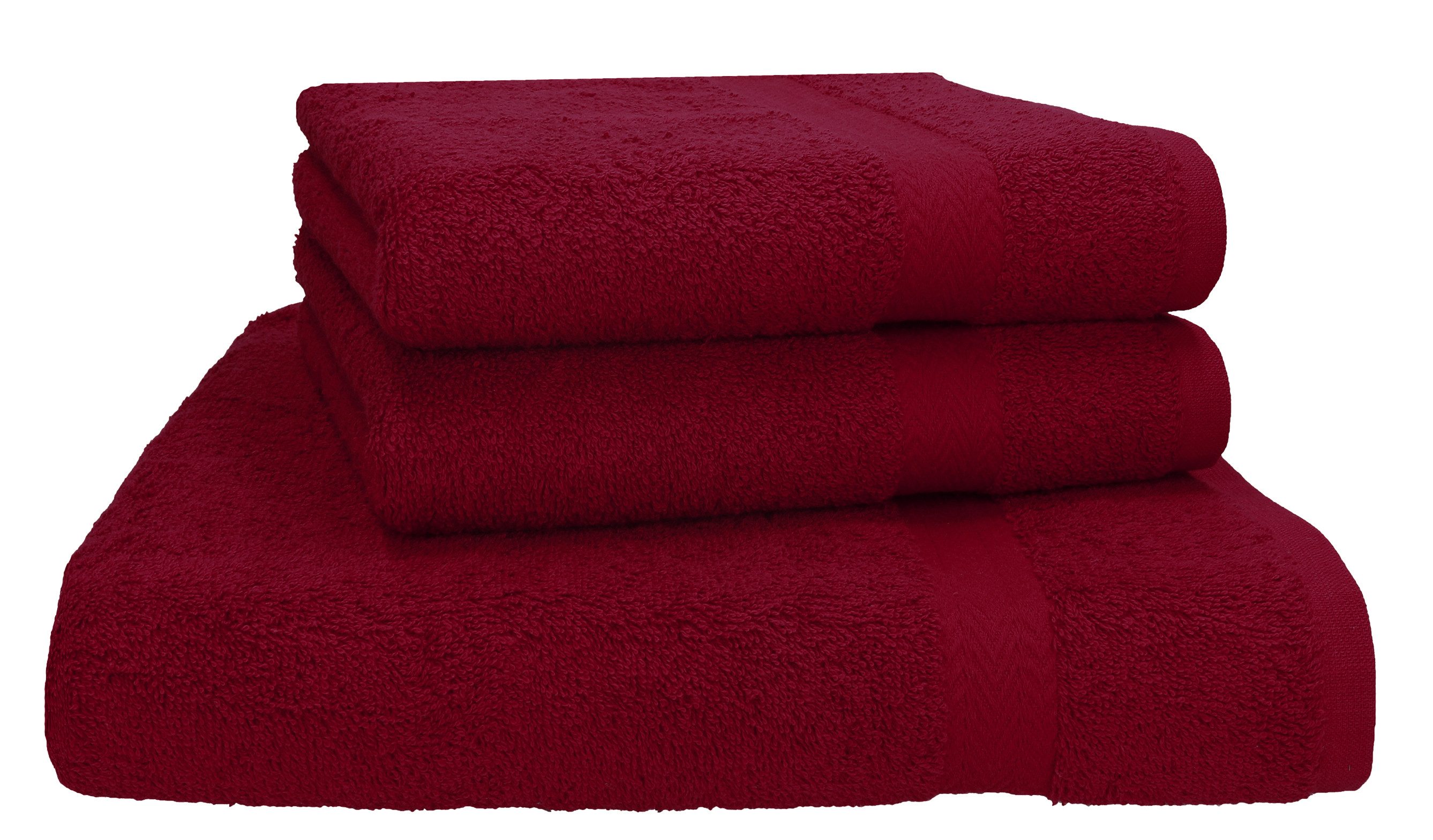Betz Saunatuch 3-TLG. Set Premium Farbe dunkelrot, Baumwolle (Set, 3-St), 1 Saunatuch 2 Handtücher