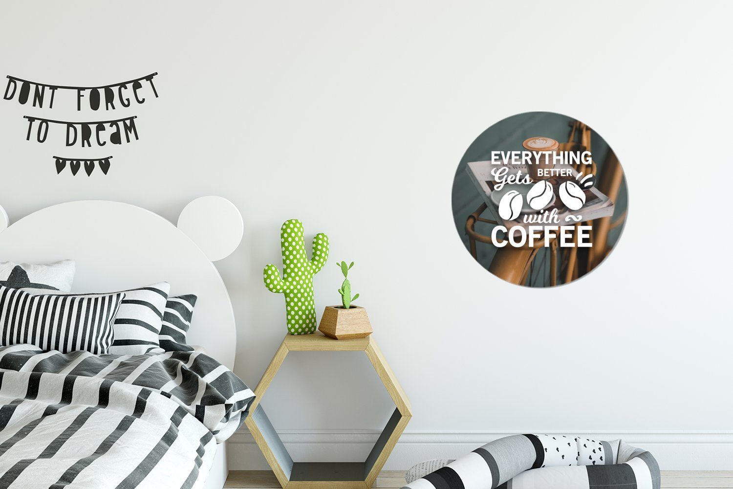 alles Wohnzimmer, Wandbild, Forex, wird Sprichwörter Kaffee MuchoWow - Rundes Kaffee Wanddekoration Gemälde St), Kreis Mit cm - besser, - 30x30 Zitate (1
