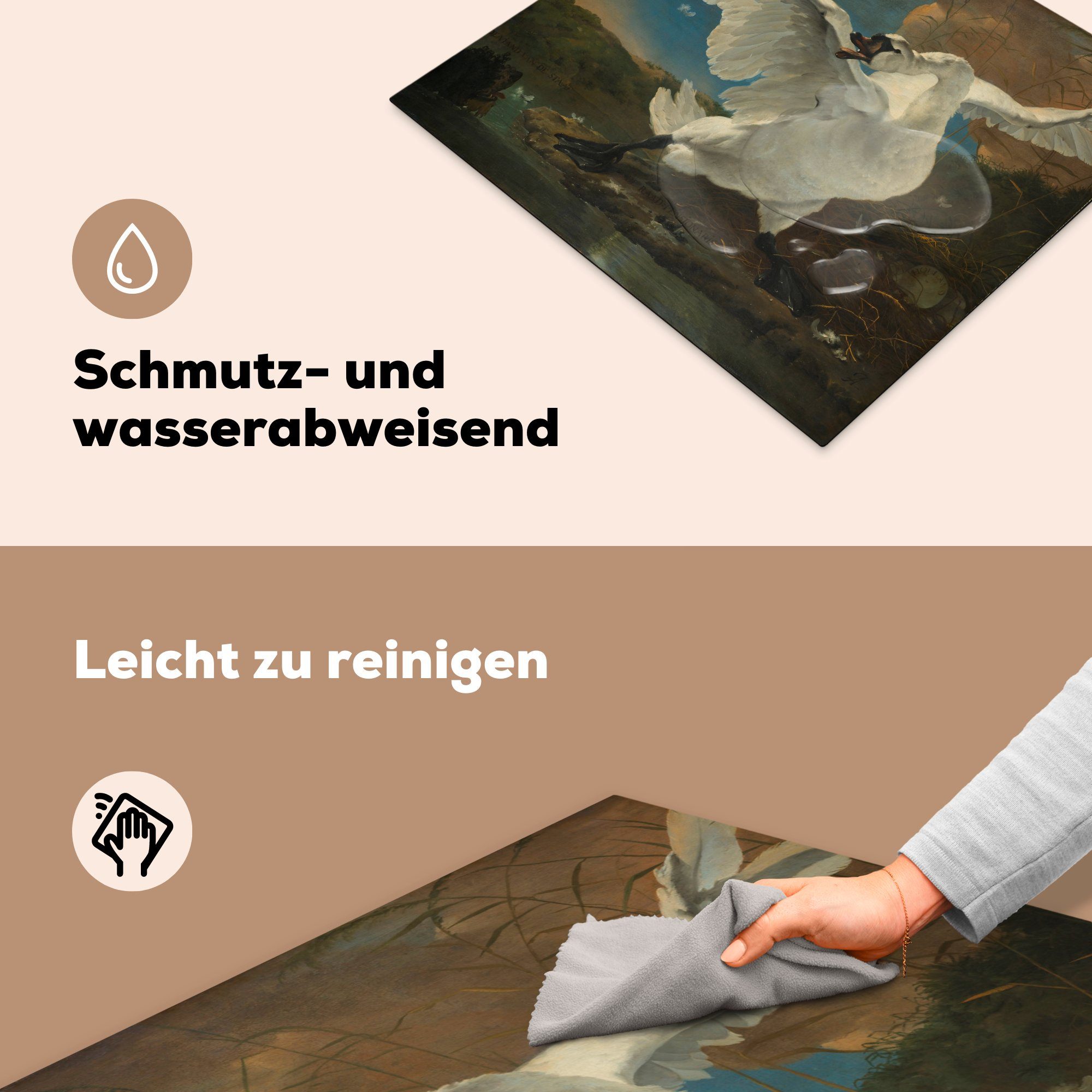 tlg), (1 Gemälde Ceranfeldabdeckung für Schwan Der - die Asselijn, von bedrohte Jan Herdblende-/Abdeckplatte Vinyl, küche, Induktionsmatte MuchoWow cm, 59x52