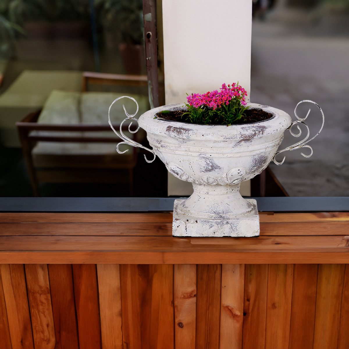 matches21 HOME & HOBBY Blumentopf Keramik Pflanzpokal oval Deko-Schale für draussen Ø 17 cm (1 St), Wetterfeste Outdoor Pflanzschale Blumen-Schale Garten-Deko P – Bild 4 von 5