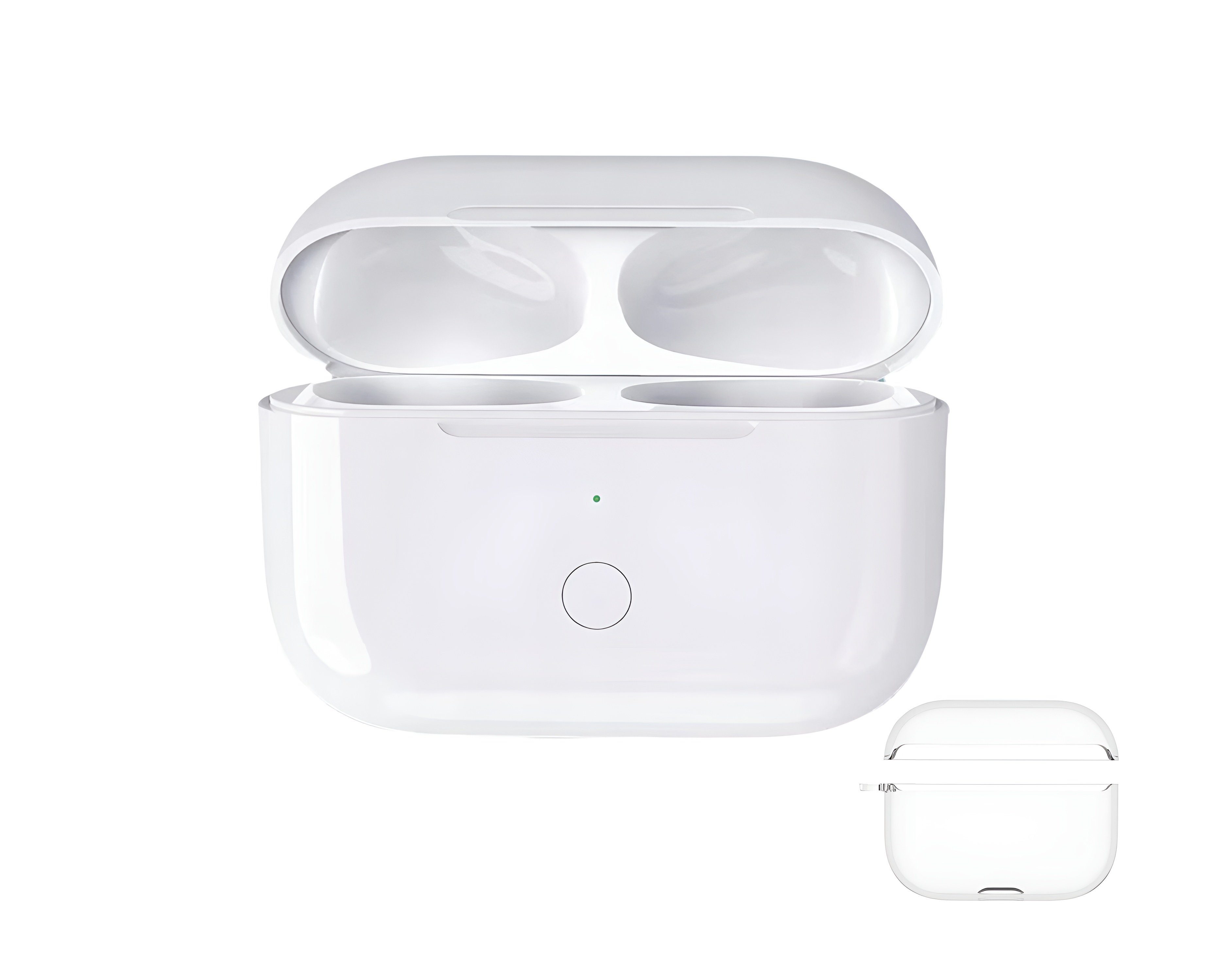 Cyoo Ladecase Kabelloses Ersatz Case Apple AirPods Pro Hülle Transparent  Induktions-Ladegerät (Ladetasche für Kopfhörer Bluetooth Airpods Pro mit  Transparente Schutzhülle Set, 2-tlg., Kabelloses Ladecase für AirPods Pro  mit MagSafe-Funktion ...