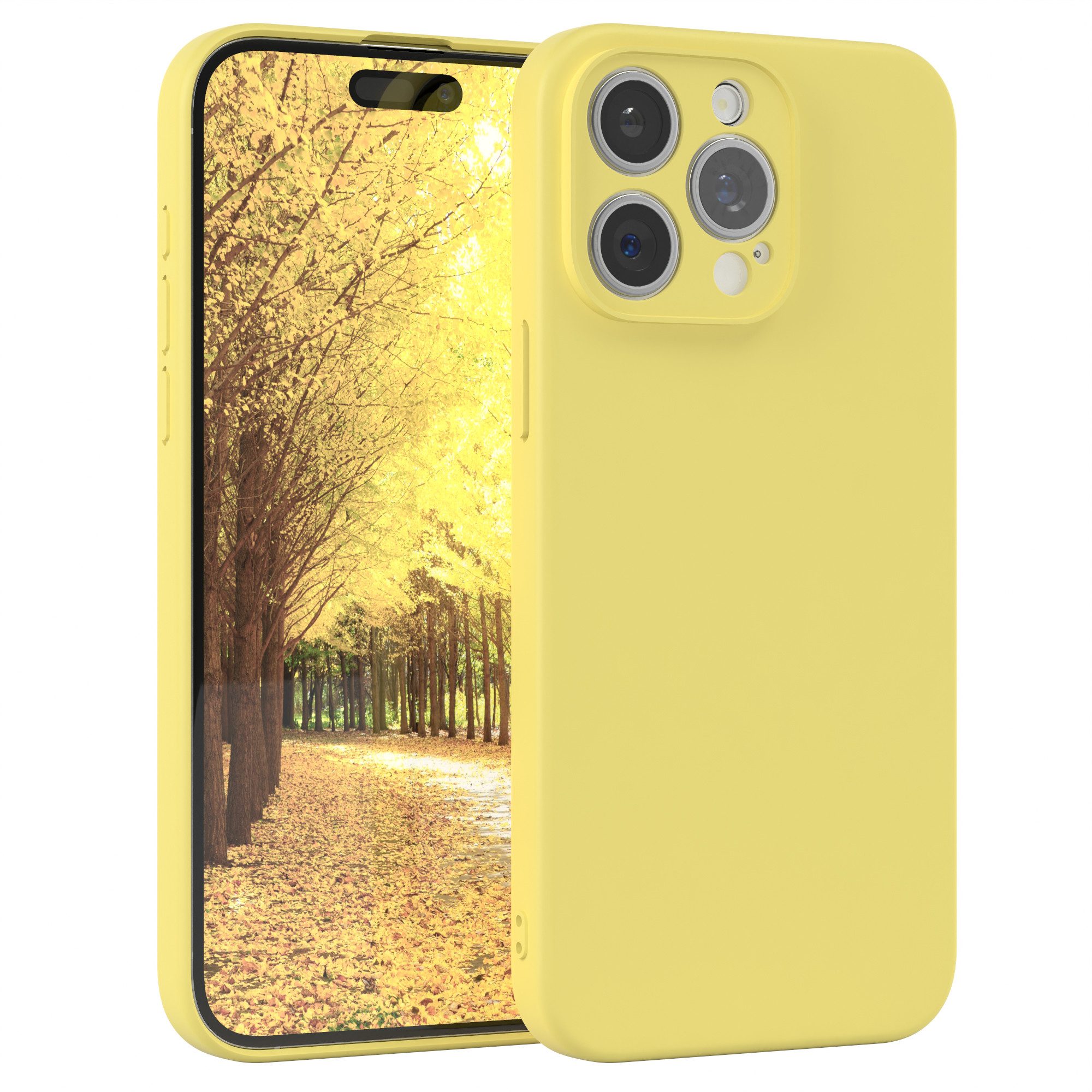 EAZY CASE Handyhülle TPU Hülle für Apple iPhone 15 Pro Max 6,7 Zoll, Handy Softcase stoßfest Hülle mit Kameraschutz Bumper Tpuhülle Gelb