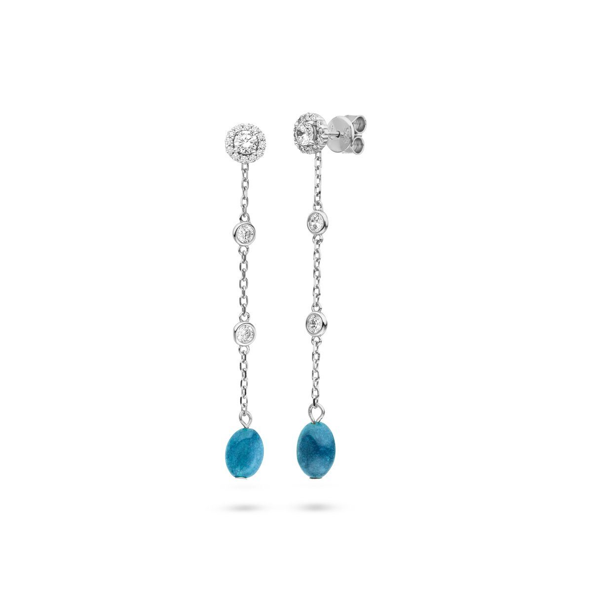 Fiocco Jewelry Paar Ohrhänger Bloomy Sterlingsilber Blue Ohrringe, 925