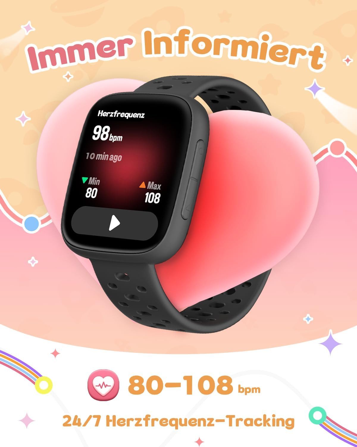 TICTIKY BW03 Smartwatch (4,6 cm, sim-karte), Kinder Smartwatch mit