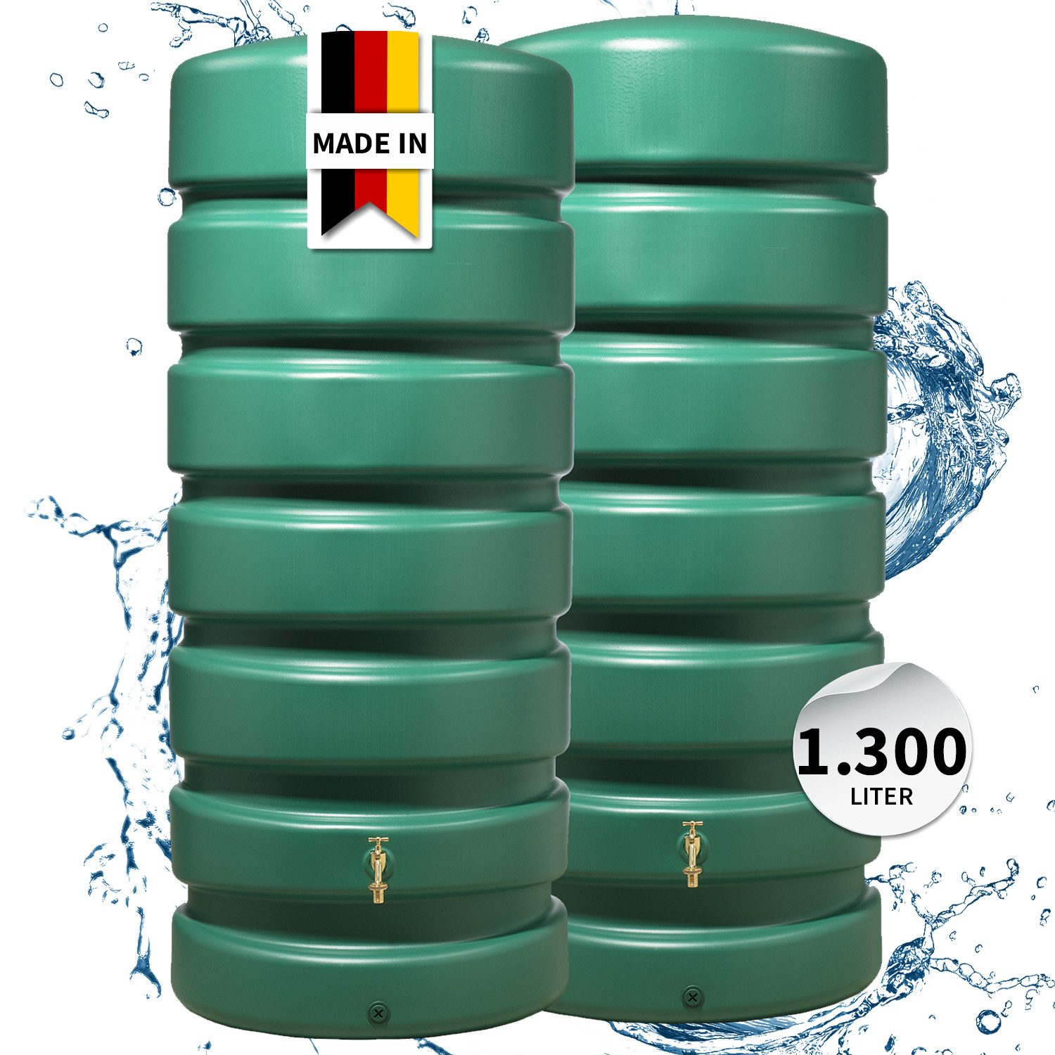 GARANTIA Regentonne CLASSICO Regentonnen-Set 1300 L, dunkelgrün, 1300 l