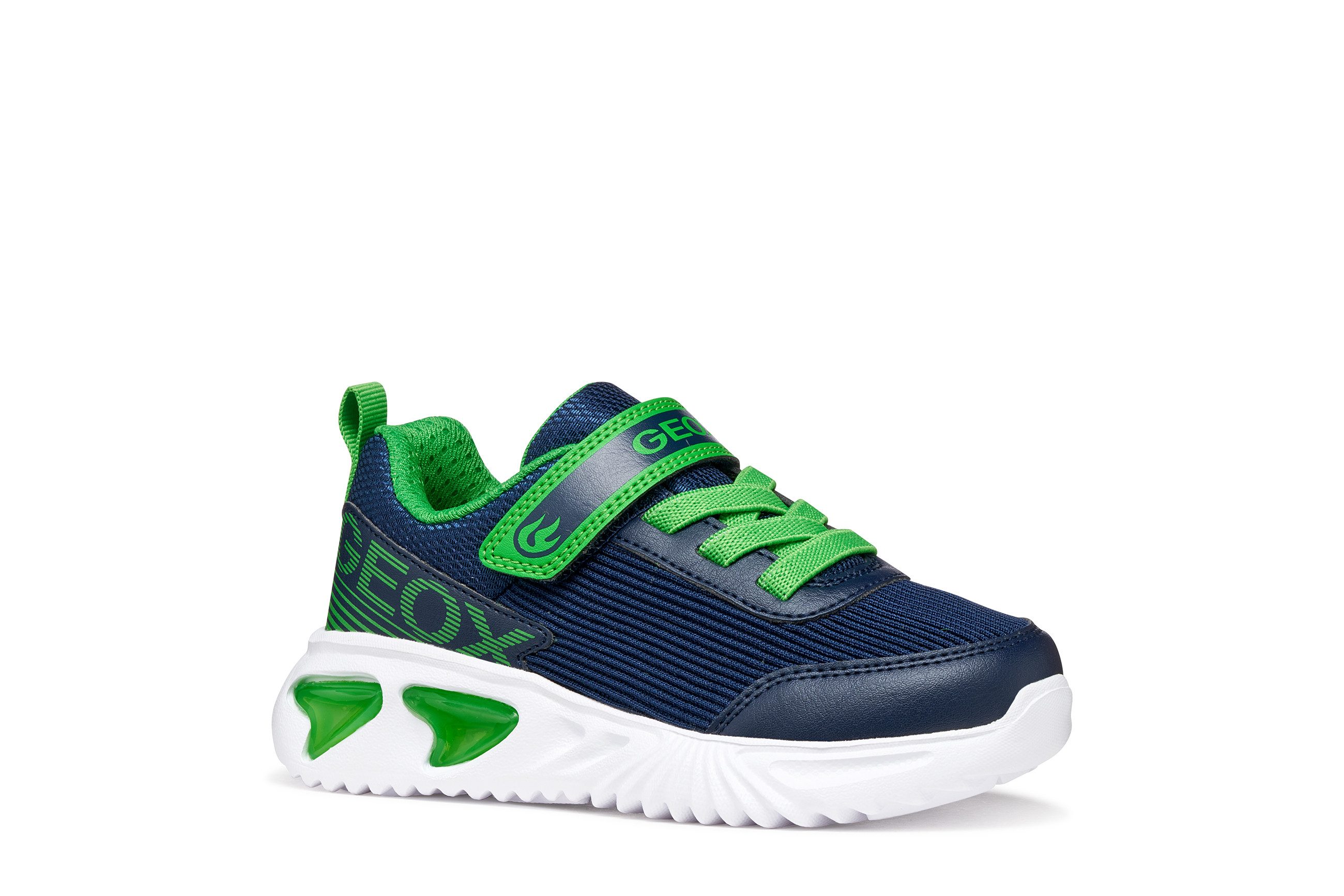 Geox J ASSISTER BOY Sneaker Klettschuh mit Blinkfunktion, Größenschablone zum Download