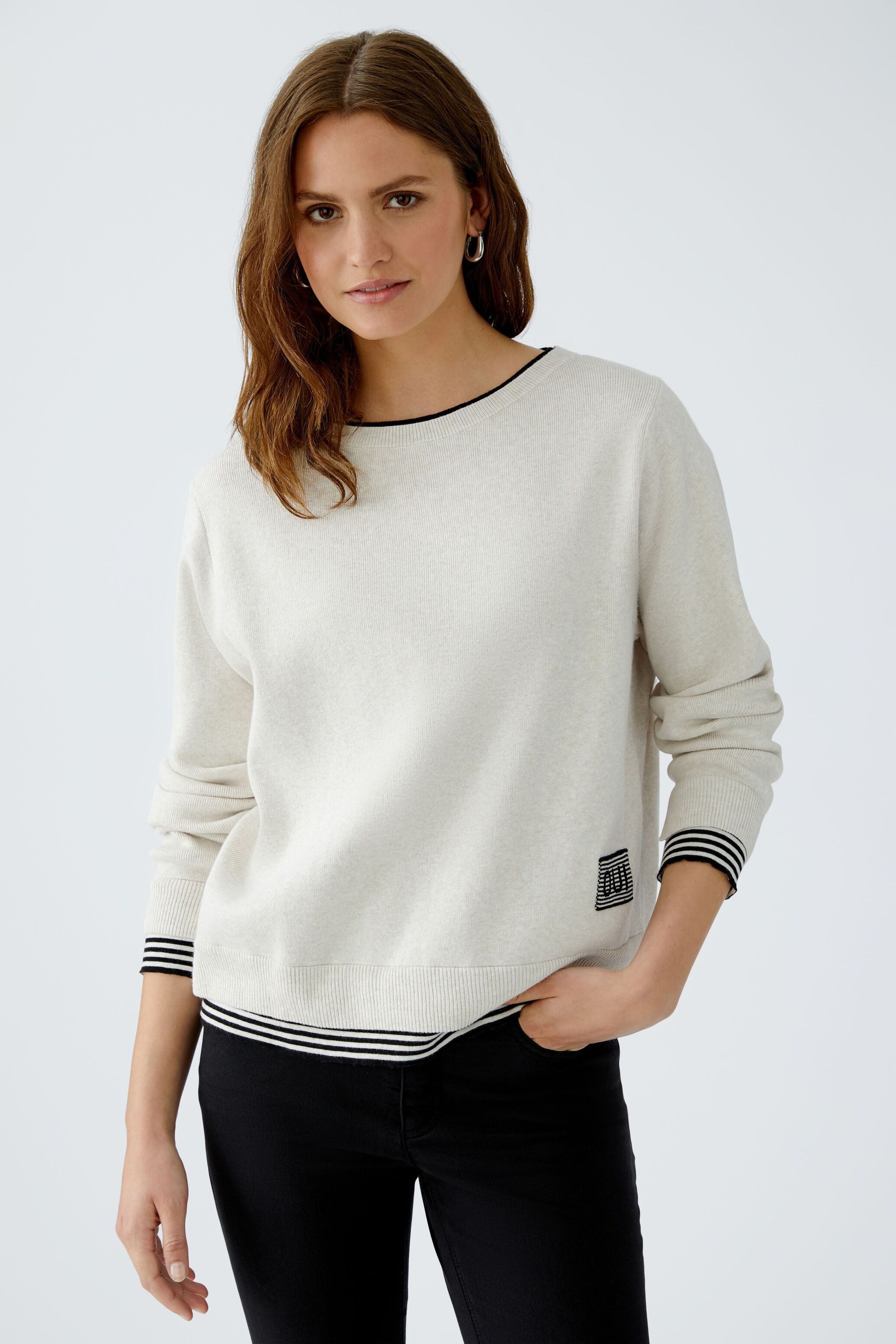 Oui Rundhalspullover LEEZA Pullover reine Baumwolle günstig online kaufen