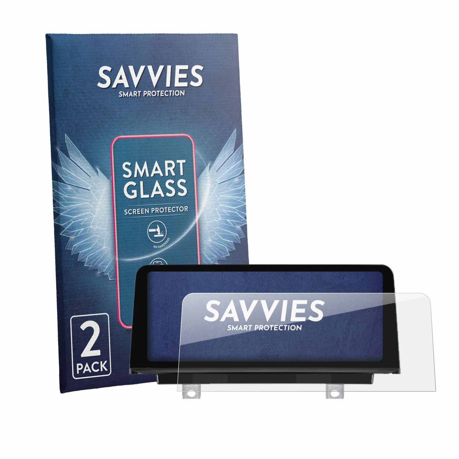 Savvies Displayschutzglas Schutzglas Panzer für PEMP (9213) BMW F30 F36 F80 F82 10.25", 2 Stück, Schutzfolie Display Schutz Glas Folie klar