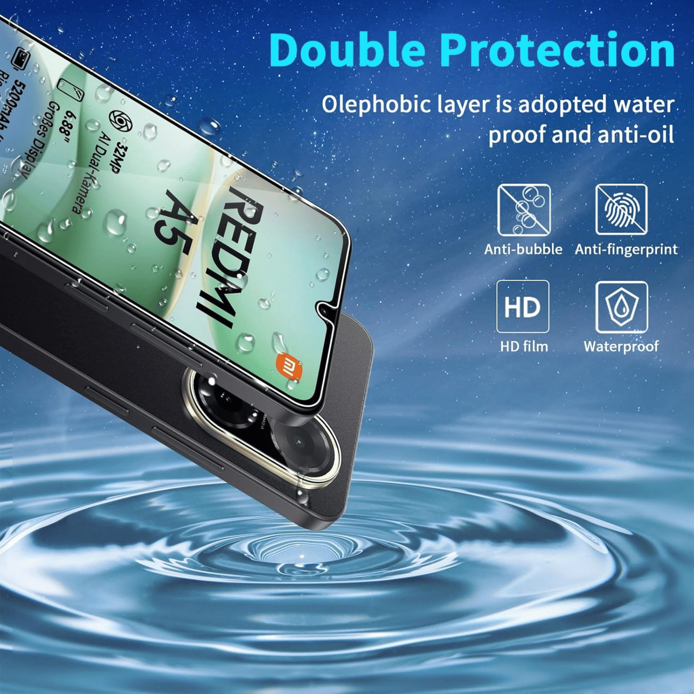 SmartUP Displayschutzglas für Xiaomi Redmi A5 Panzerfolie Schutzglas Display Kamera Screen 9H für Xiaomi Redmi A5, kompletter Rundumschutz – Bild 3 von 5