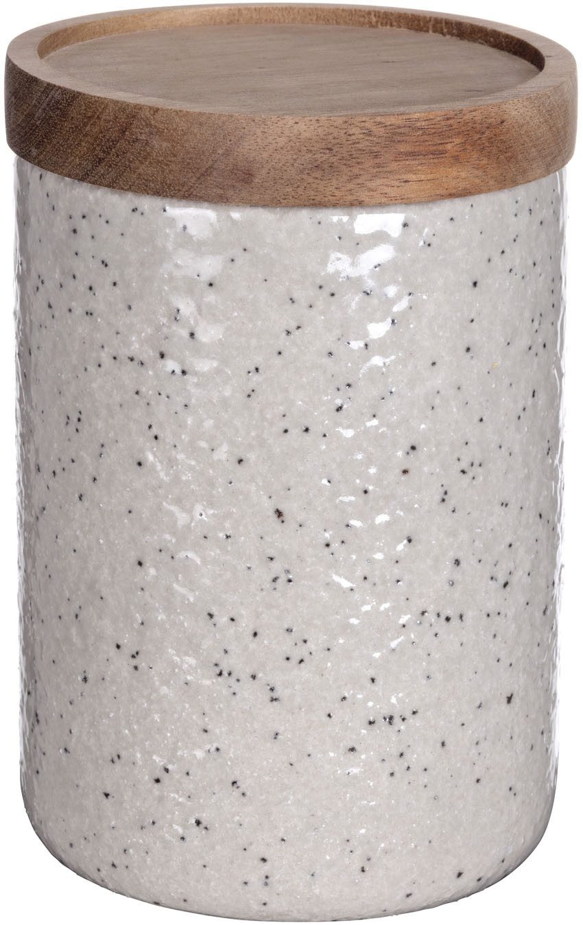 SCHÖNER WOHNEN-Kollektion Vorratsdose FLINT, Akazienholz, Keramik, Silikon, (1-tlg), Aufbewahrungsdose für Lebensmittel, Akazienholz-Deckel, luftdicht