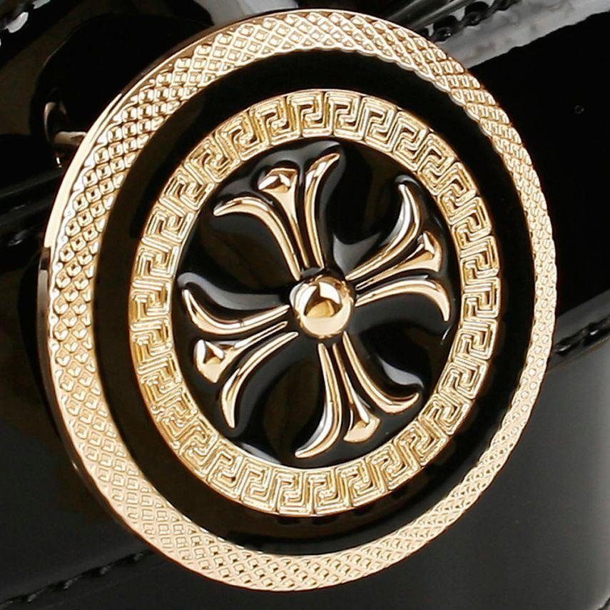 Anthoni Crown Ledergürtel mit goldfarbener runder Schließe