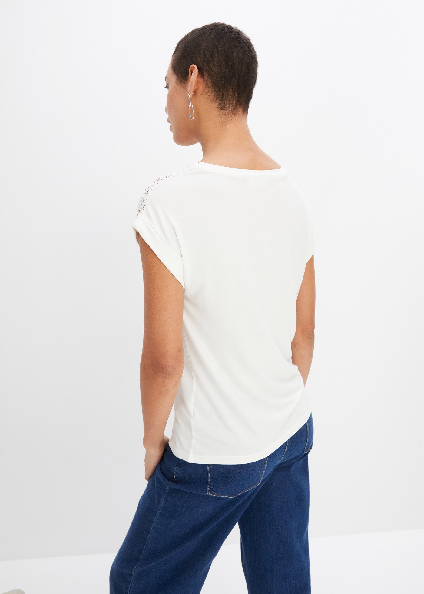 bonprix T-Shirt gerade Passform, Kurzarm, für vielseitige Anlässe, aus Viskose-Mix