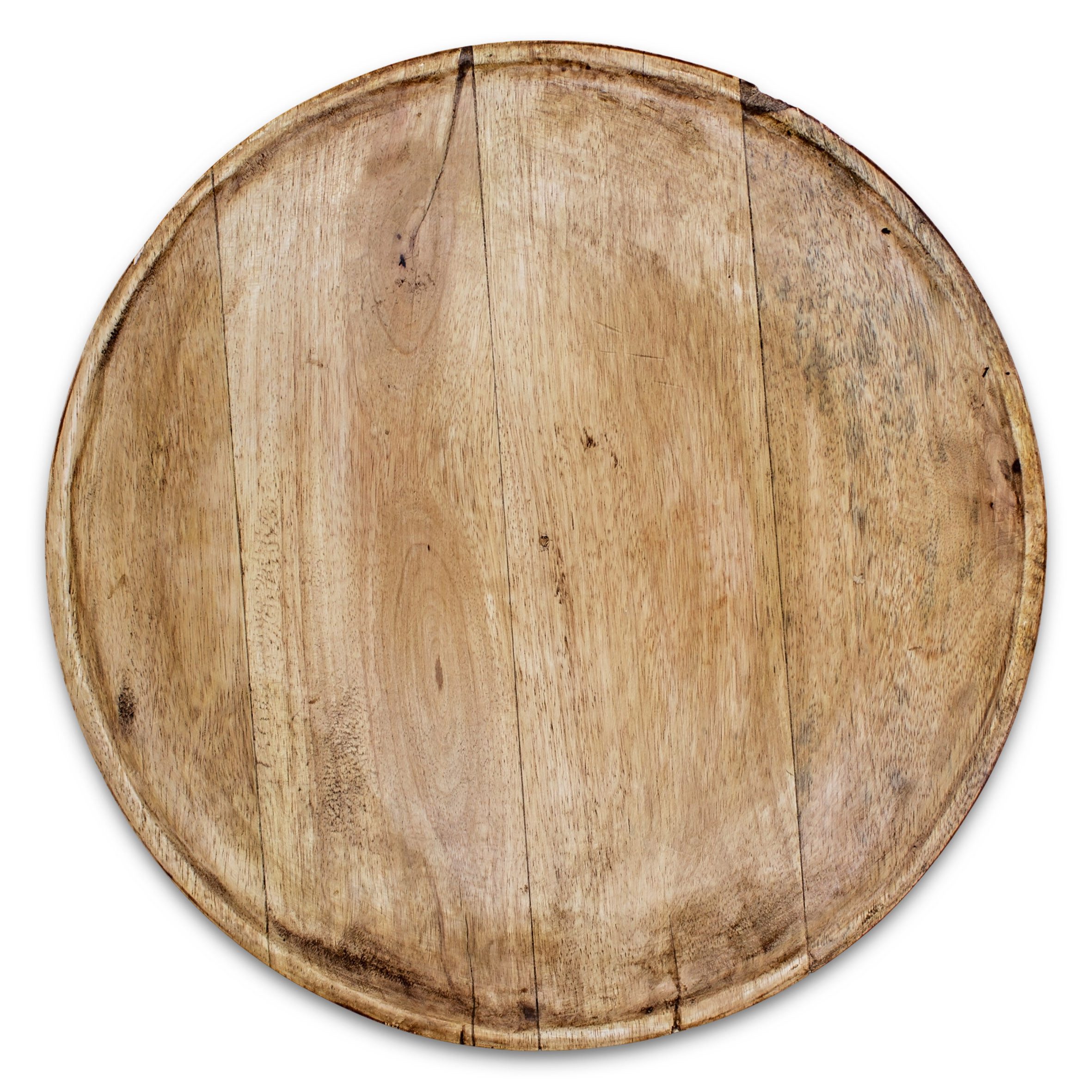 Spetebo Tablett Mangoholz Servierplatte natur, Holz, (massiv, 1-tlg., Ø 37,5 cm), Formschöner Dekoteller zum Servieren und Dekorieren