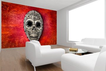 WandbilderXXL Fototapete Skull On Red, glatt, Kult & Kultur, Vliestapete, hochwertiger Digitaldruck, in verschiedenen Größen
