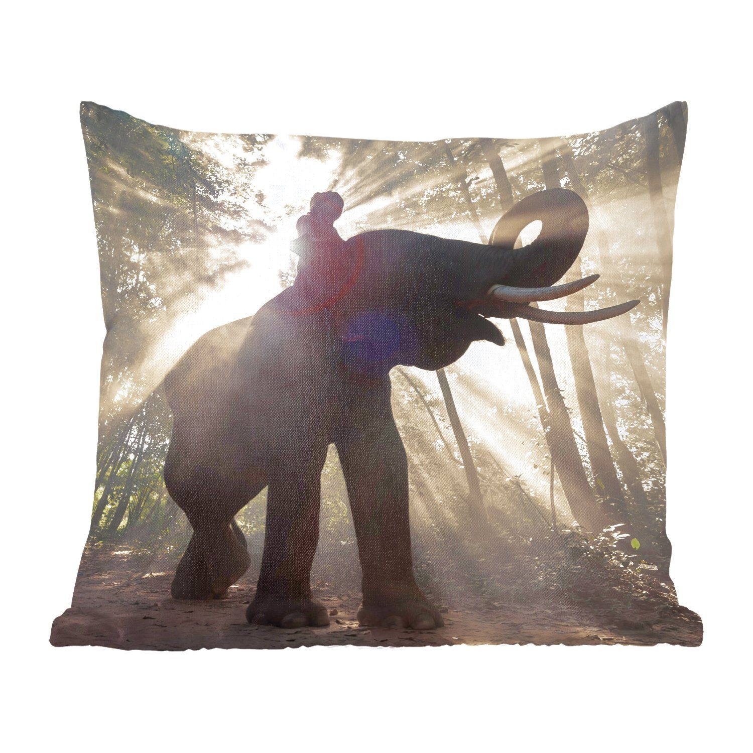 Wohzimmer, für mit MuchoWow Sofakissen Dekokissen Sonnenlicht, mit Schlafzimmer, Zierkissen hellem Füllung Person Deko, Elefant in