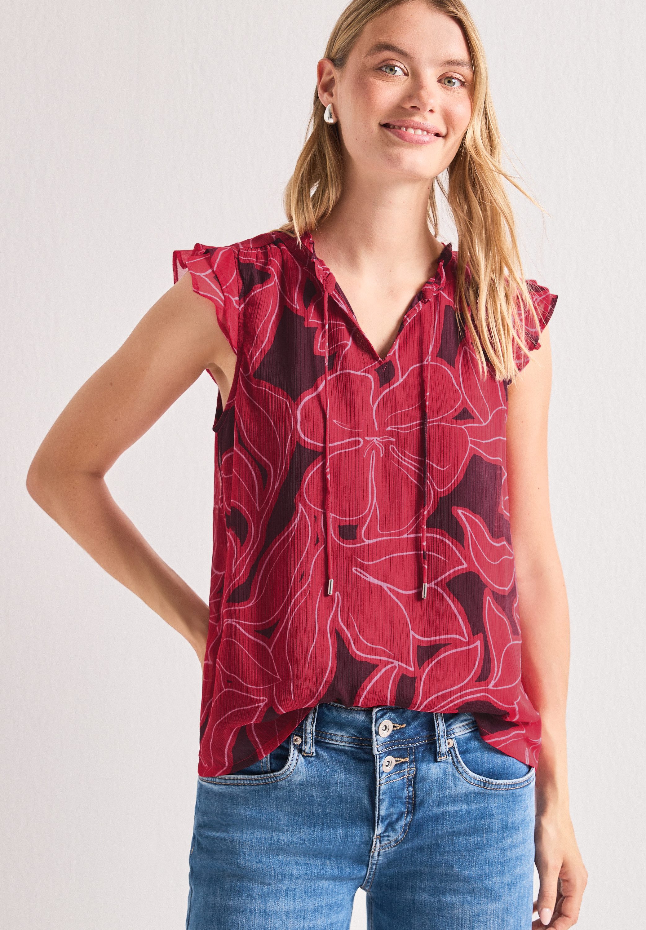 STREET ONE Blusentop mit Chiffon-Layer