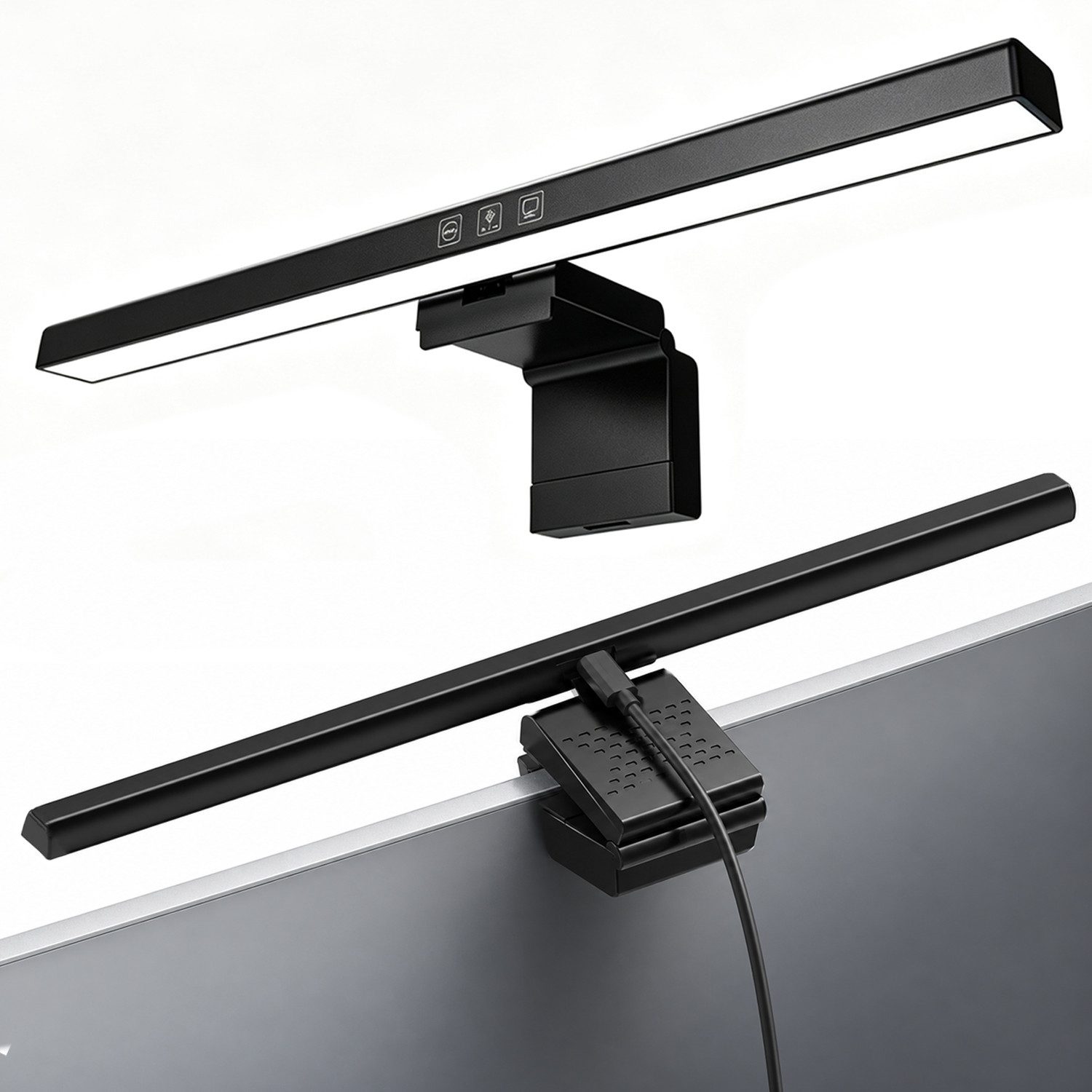 BOOD LED Schreibtischlampe Blendfreie Monitorleuchte für Schreibtisch, 3 Farbtemperaturen, USB, LED fest integriert, Naturweiß, Kaltweiß, Warmweiß, Drei Farbtemperaturen, stufenloses Dimmen, einfache Montage