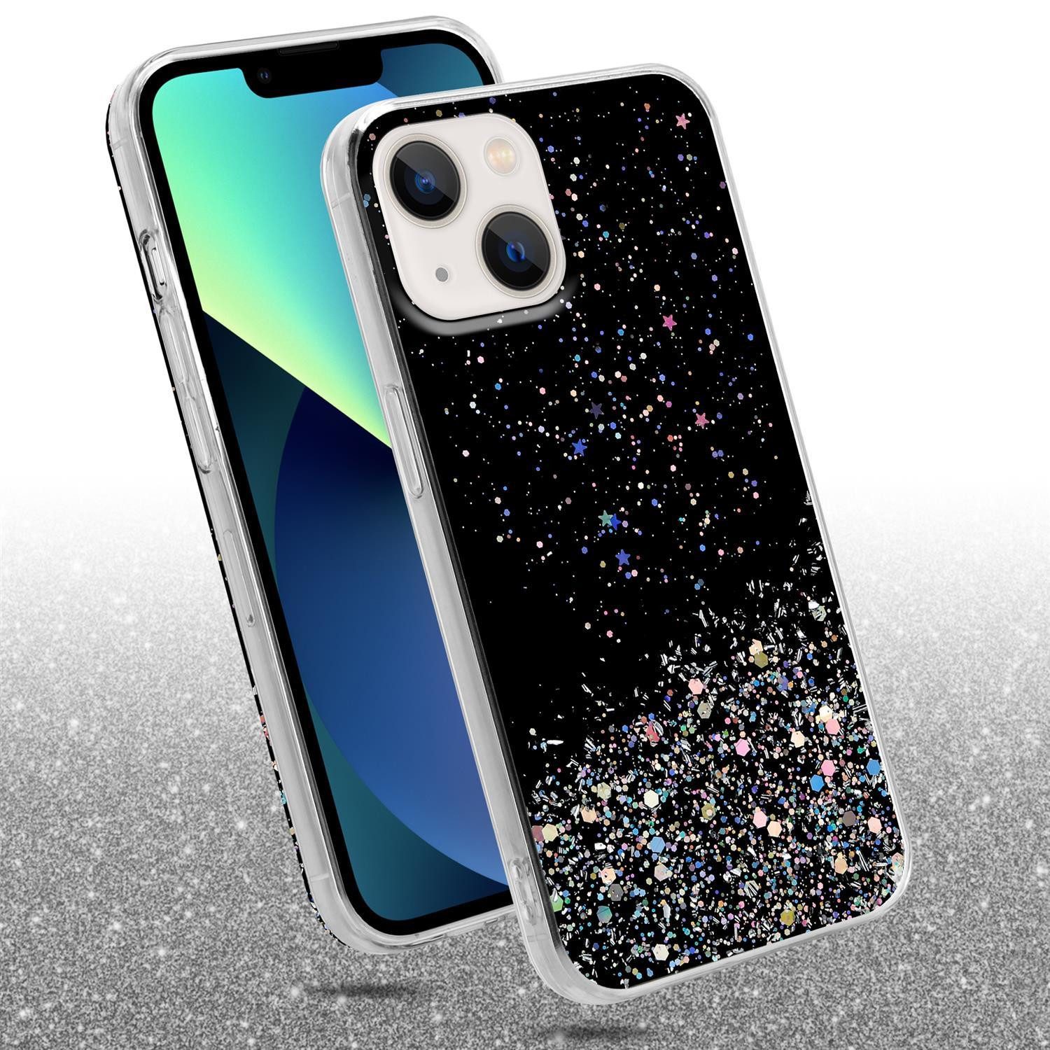 Cadorabo Handyhülle für iPhone 13 MINI Hülle Apple iPhone 13 MINI, Flexible TPU Silikon Handy Schutzhülle - Hülle - mit Glitzer