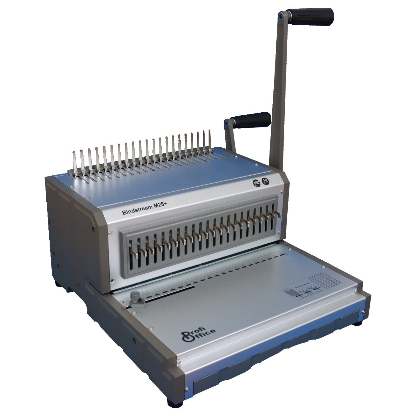 ProfiOffice Plastikbindegerät ProfiOffice Bindegerät Bindstream M28 +, Stanz-Tiefen-Regler,verstellbarer Seitenanschlag,ausschaltbare Messer