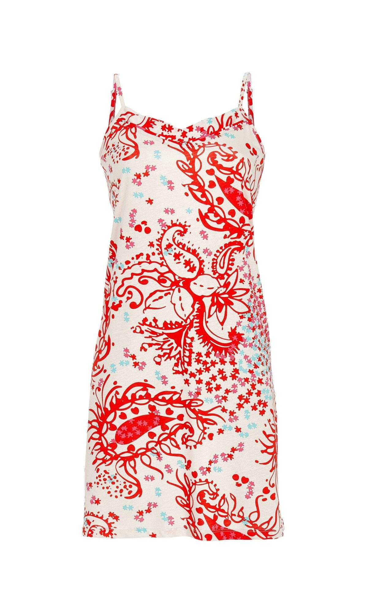 Chérie Line Nachthemd im Allover-Dessin mit verstellbaren Spaghettiträgern 50% Baumwolle 50% Modal