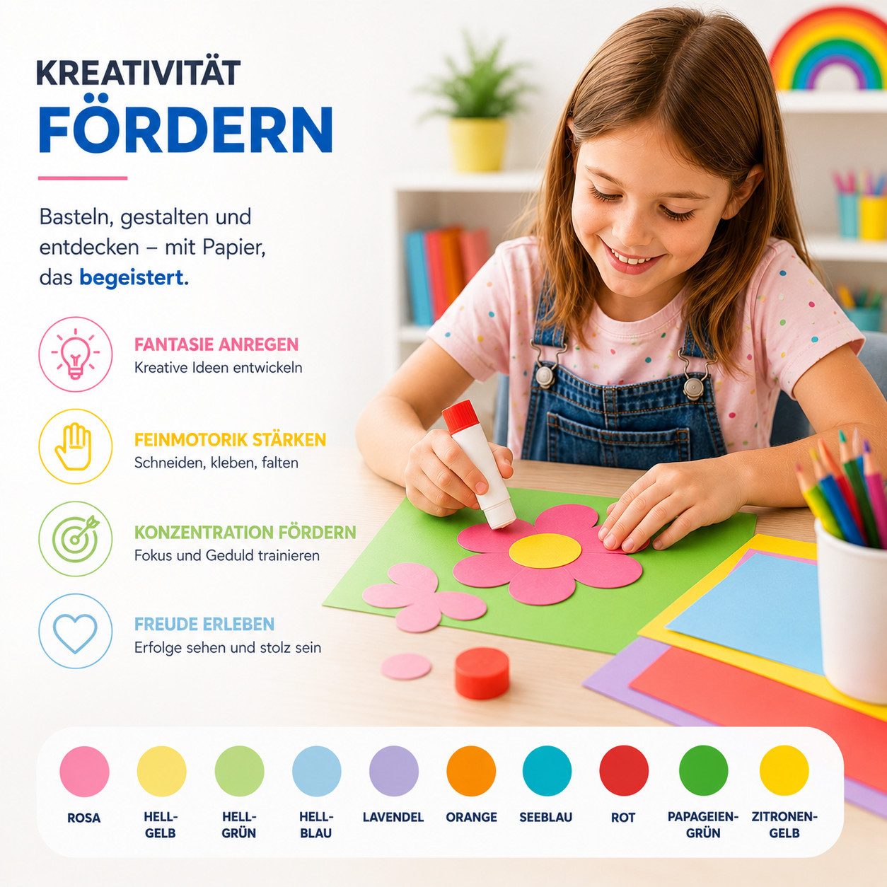 Bastelfreund® Bastelkartonpapier 100 Blatt Buntpapier DIN A4, 140 g/m², für Bastelarbeiten, Bedruckbar, Papierstärke 120 g/m² – Bild 4 von 5