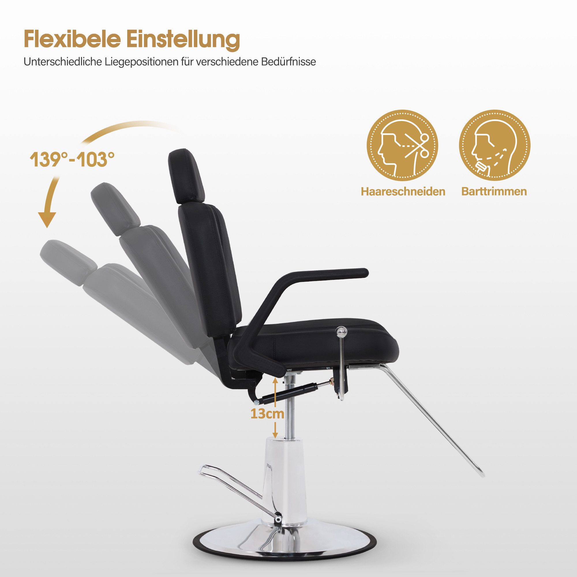 Barberpub Stuhl BarberPub Friseurstuhl Friseureinrichtung 8817, Friseurstühle mit Hydraulikpumpe 360° Drehbar, Höhenverstellbar – Bild 4 von 5