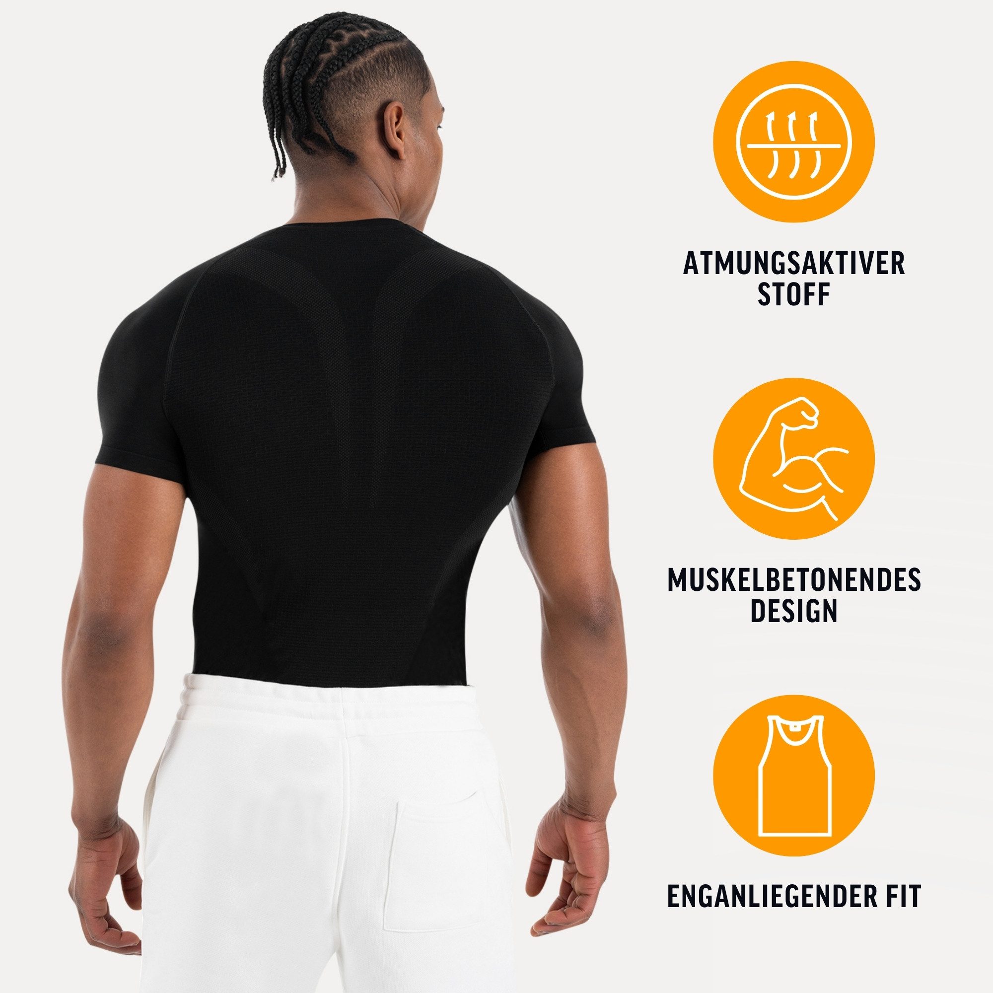 Smilodox T-Shirt Carnos, Compression Shirt Herren, Gymshirt, Seamless, Training Compression Fit, Seamless, atmungsaktiv, Body Mapping, Stretch