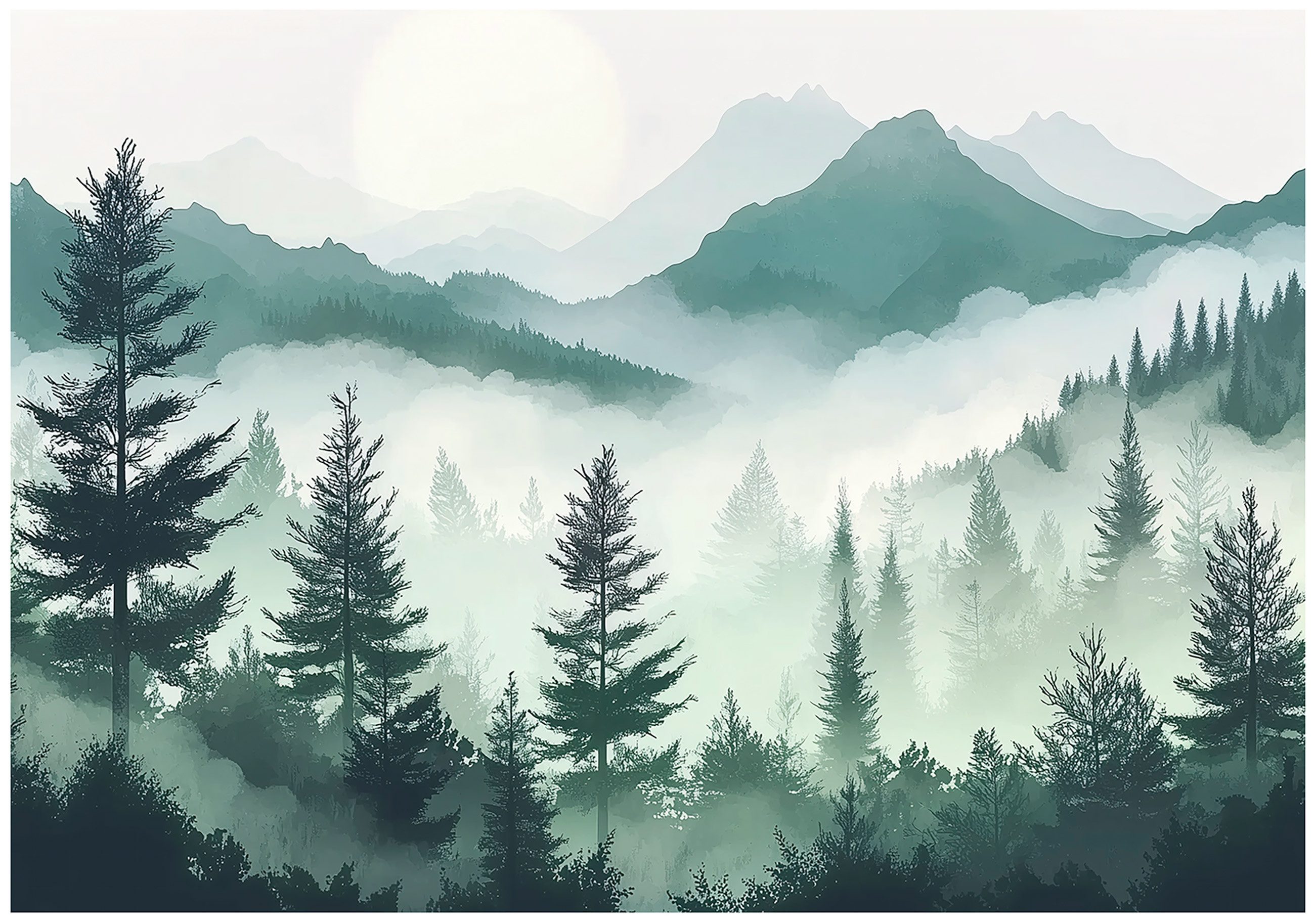 Wallarena Fototapete Wald Gebirge Grün Vlies günstig online kaufen