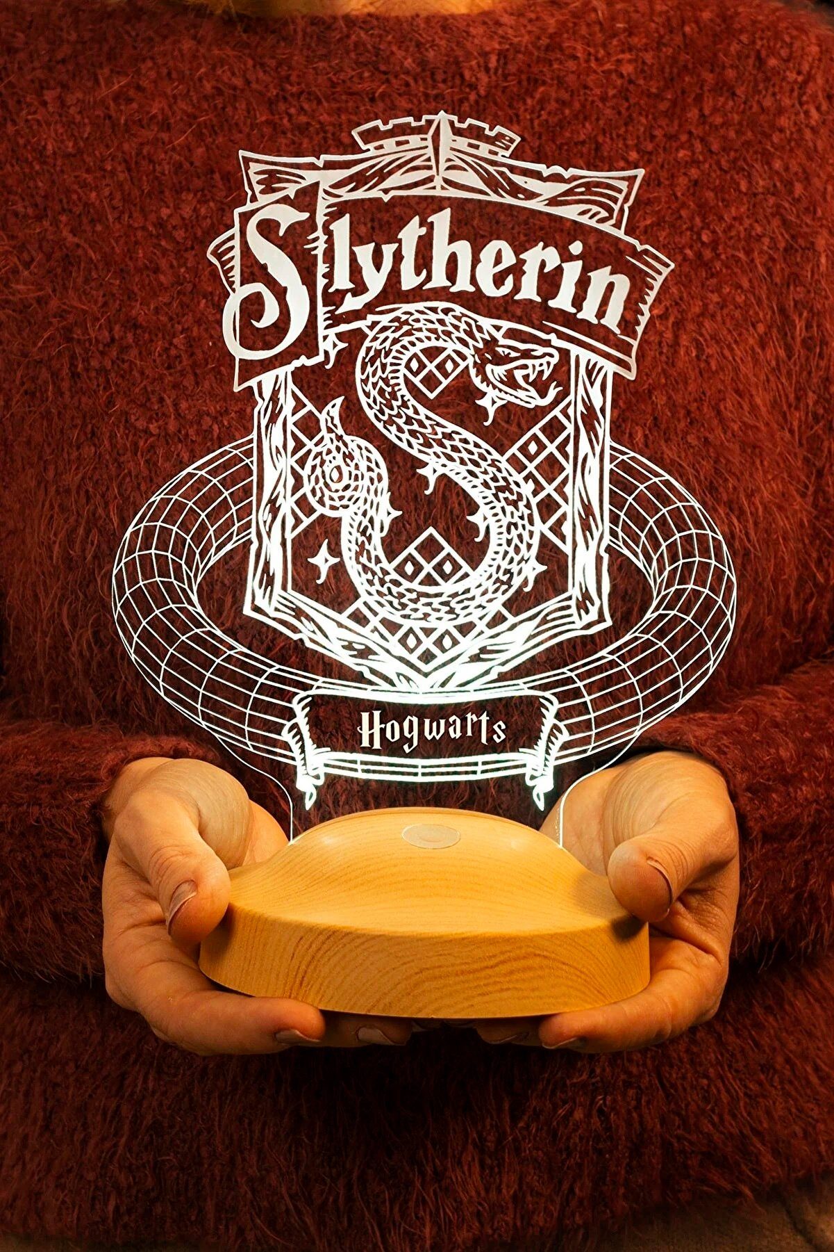 Geschenkelampe LED Nachttischlampe Slytherin Hogwarts Harry Potter 3D Nachtlicht Geschenke Potterheads, Leuchte 7 Farben fest integriert, Geburtstagsgeschenk für Freunde, Mädchen, Jungen, HP Fans
