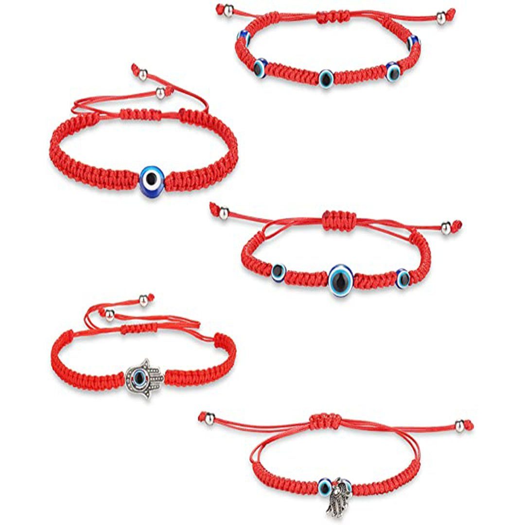 BEARSU Charm-Armband Rotes Schnur Armband Evil Eye Armband Damen Herren  Armband (Rotes Armband Tibetisches Armband 5-8 STK, 1-tlg)