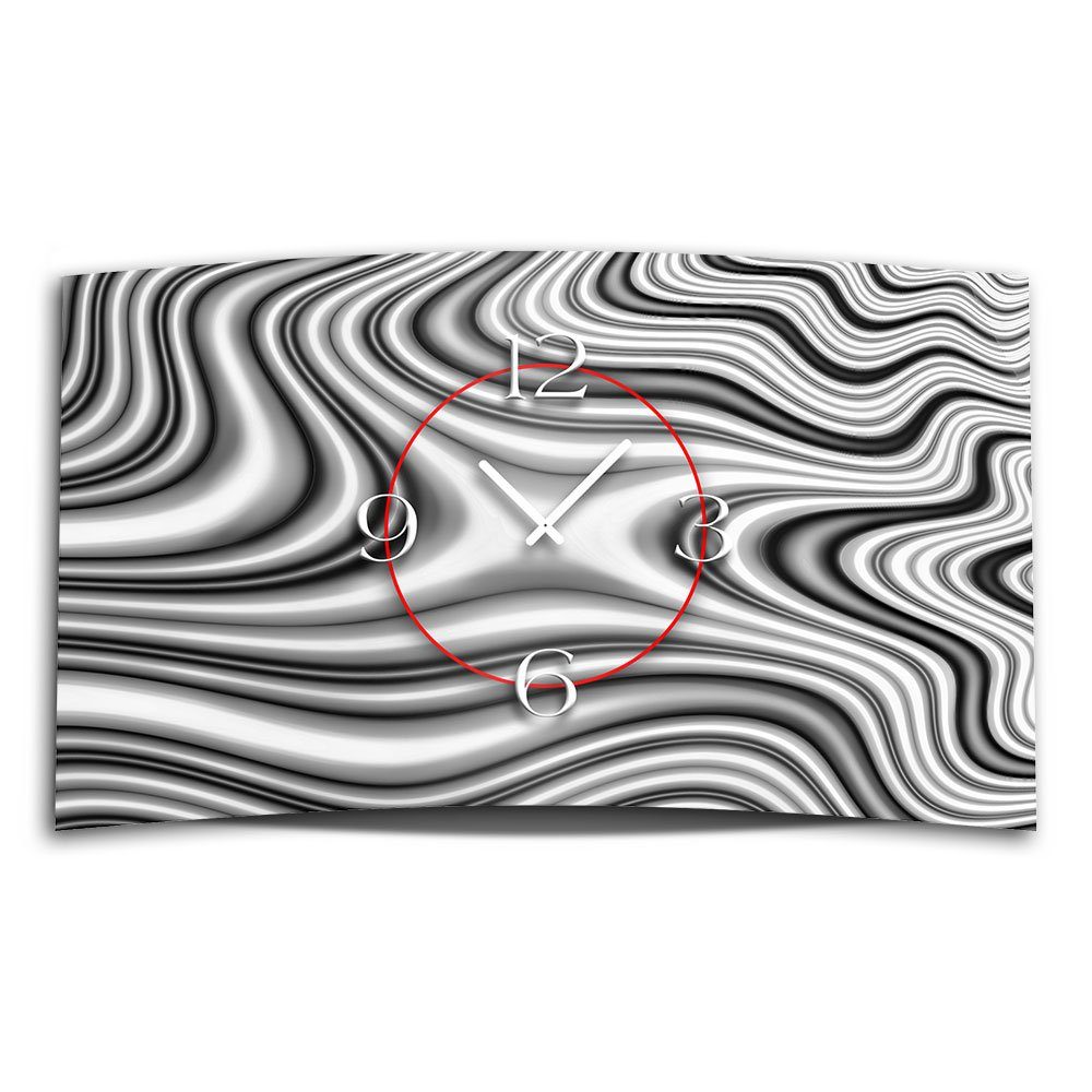 Wanduhr modernes Wanduhr Designer marmoriert 3D-Optik (Einzigartige Alu-Dibond) dixtime Wanduhren aus Design 4mm Abstrakt grau