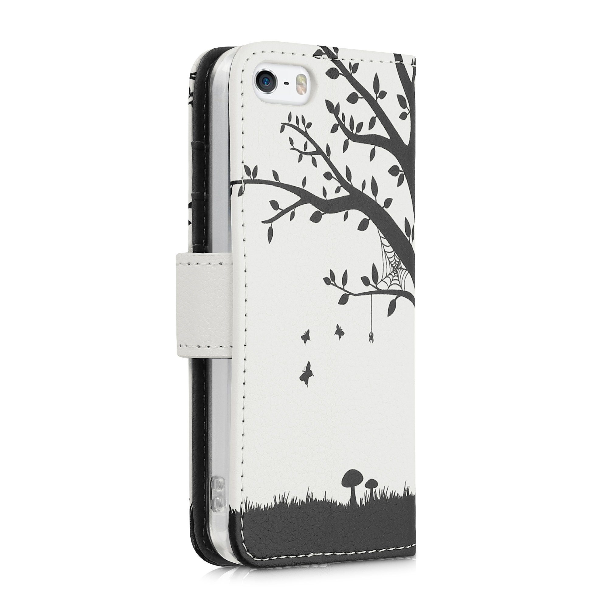 kwmobile Etui Wallet Case für Apple iPhone SE (1.Gen 2016) / 5 / 5S, Hülle mit Ständer Kartenfächer - Handyhülle