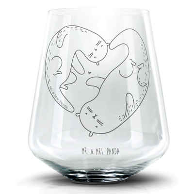 Mr. & Mrs. Panda Cocktailglas Otter Valentine - Transparent - Geschenk, Cocktailglas mit Gravur, Co, Premium Glas, Personalisierbar
