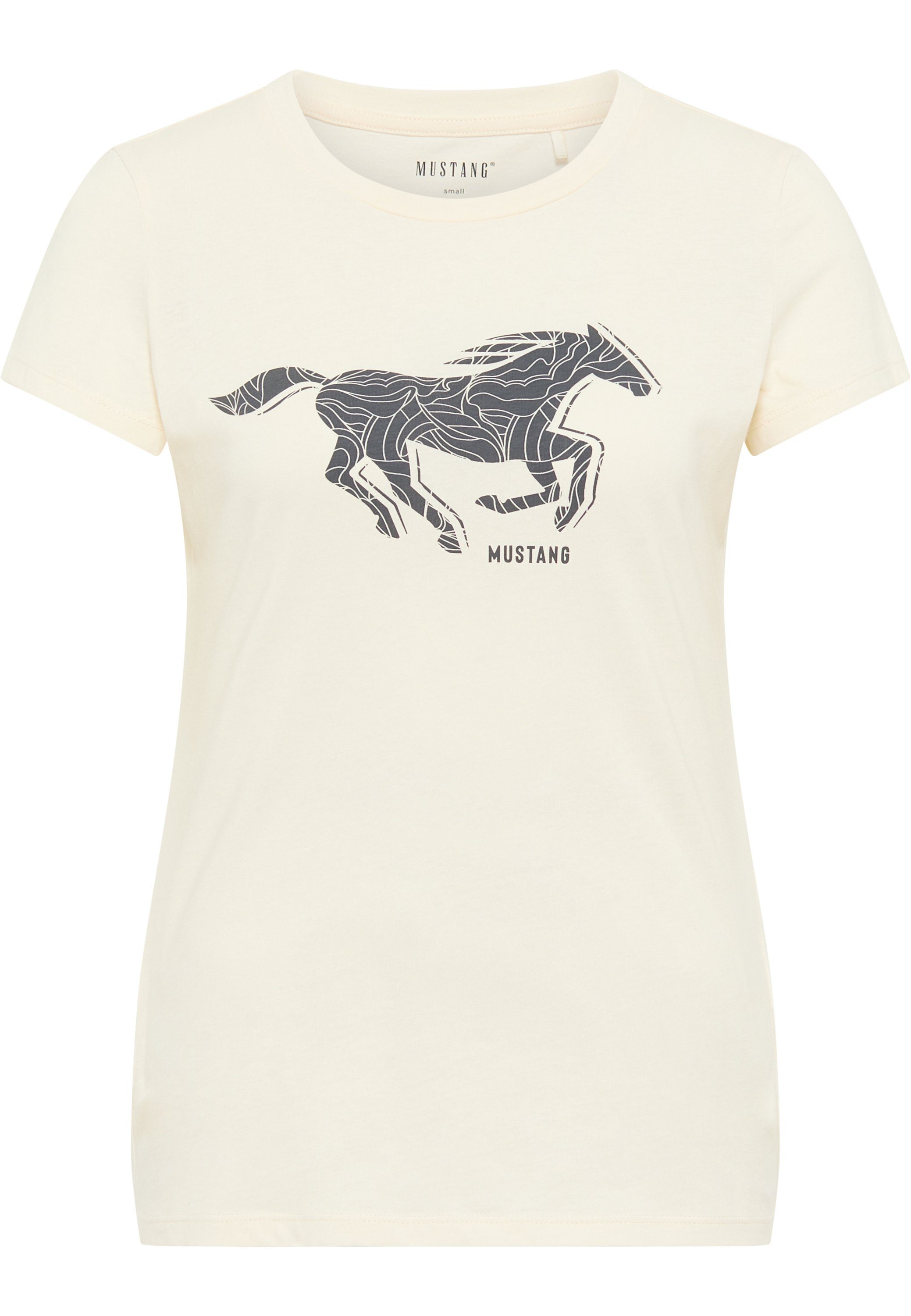 Kurzarmshirt offwhite Print-Shirt MUSTANG Mustang T-Shirt