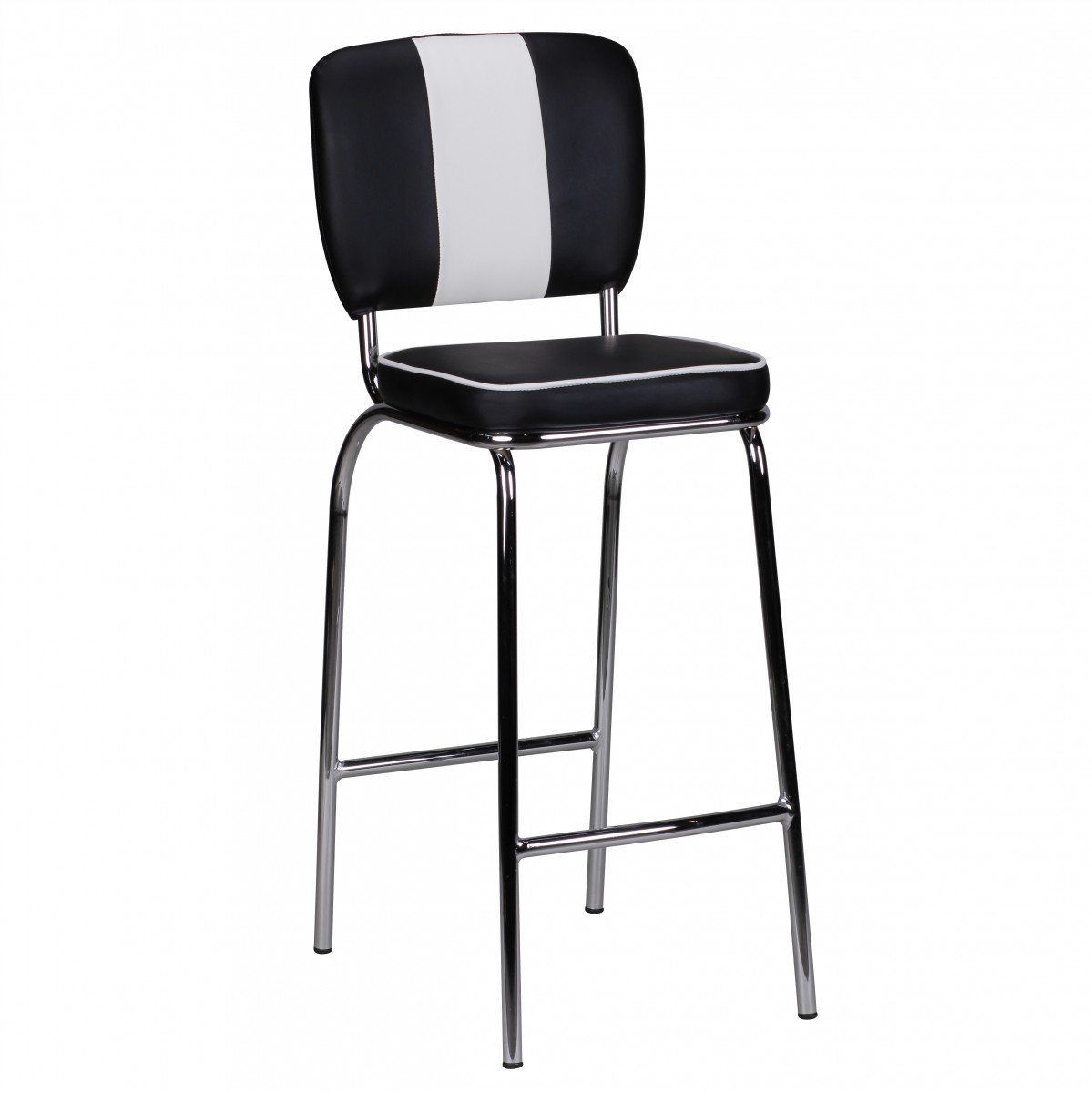 lovingHome® Barhocker Tresenstuhl Barhocker Barstuhl American Diner 50er Jahre Schwarz Weiß (1 Stück, 1 Stück), Üppige Sitz- und Rückenpolsterung, Sitzhöhe: 76 cm