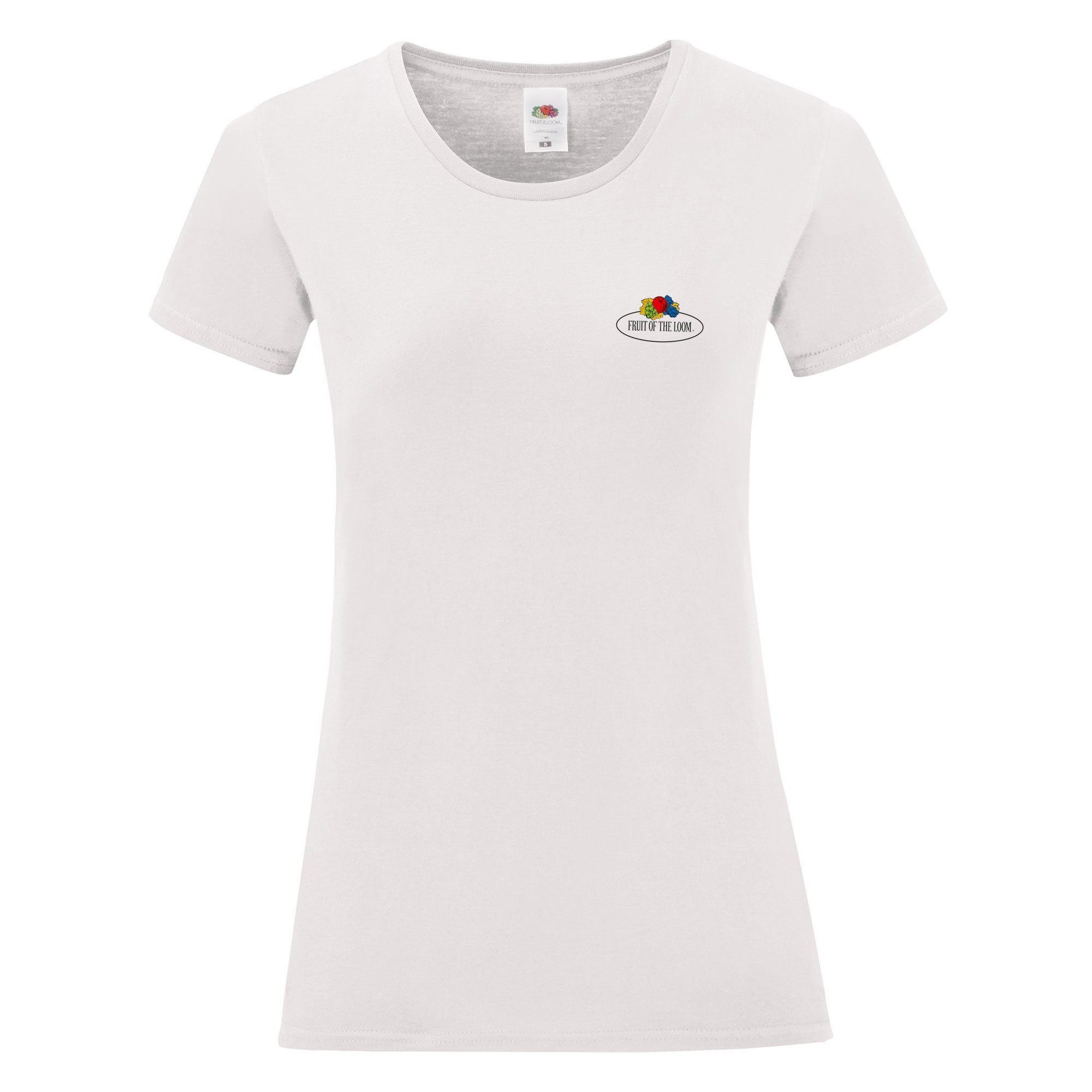 Fruit of the Loom Rundhalsshirt Ladies Iconic 150 T-Shirt weiß - Vintage-Logo klein