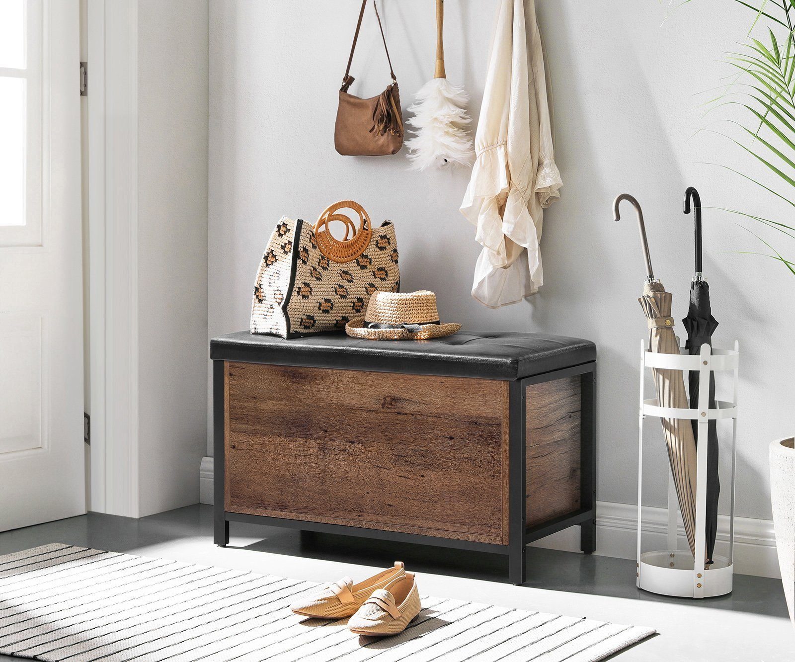 VASAGLE Schuhbank »LSC080B03«, Sitzbank mit Stauraum, haselnussbraun