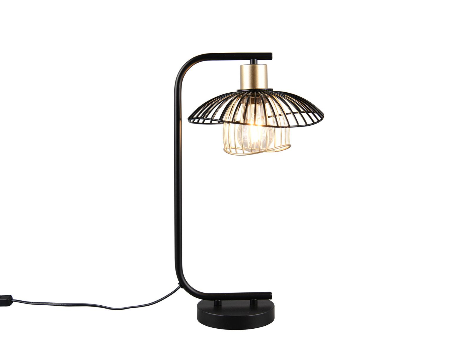 Reality Leuchten LED Nachttischlampe mit Gitter Lampenschirm Metall Höhe 44cm, Dimmfunktion, LED wechselbar, warmweiß, groß-e ausgefallen-e Designer Tischlampe besondere Tischleuchte-n