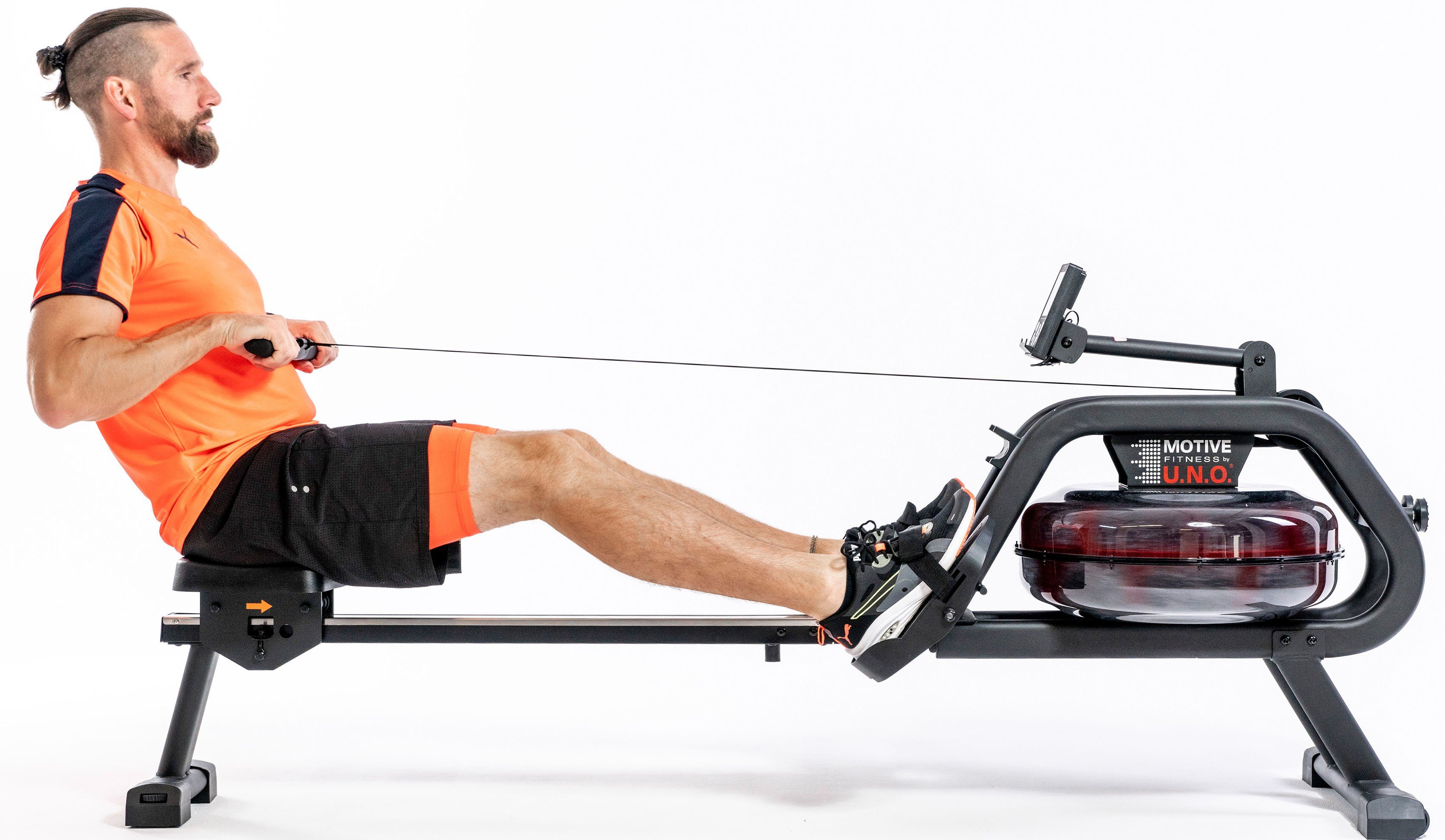 MOTIVE FITNESS by U.N.O. Rudergerät WR 600 (6-tlg., 135 kg max. Benutzergewicht, Sport), Rudermaschine, Wasserwiderstand, klappbar