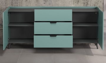 trendteam Sideboard Melton (Kommode in "Dust Blue", BxH ca. 180 x 82 cm), trendiges Design-Möbel