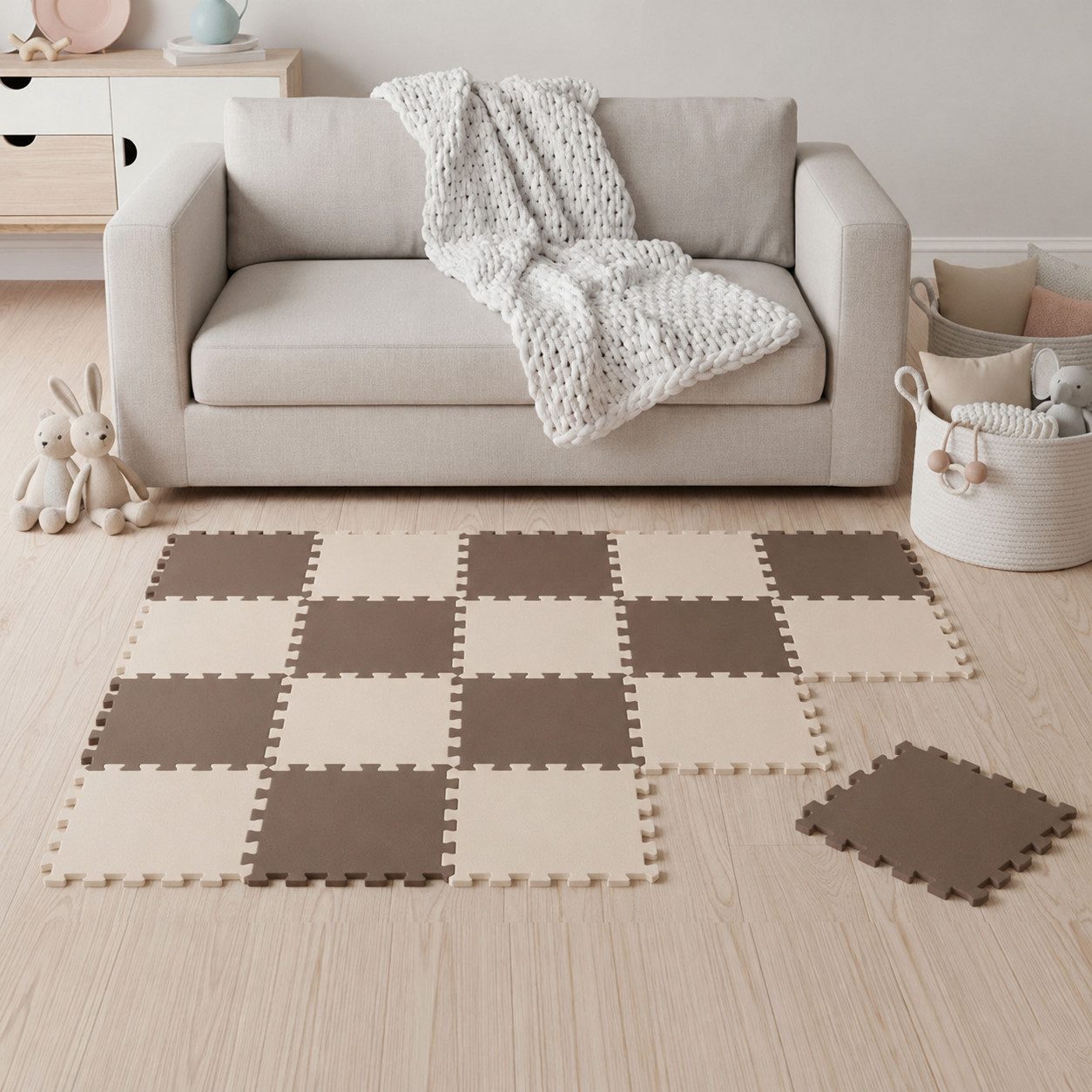 LittleTom Puzzlematte ab dem 1. Tag - 18 Teile Baby Spielmatte - 30 x 30 Kinder Krabbelmatte, (18-tlg), Spielunterlage für Babys und Kleinkinder - Kinderzimmer Puzzleteppich
